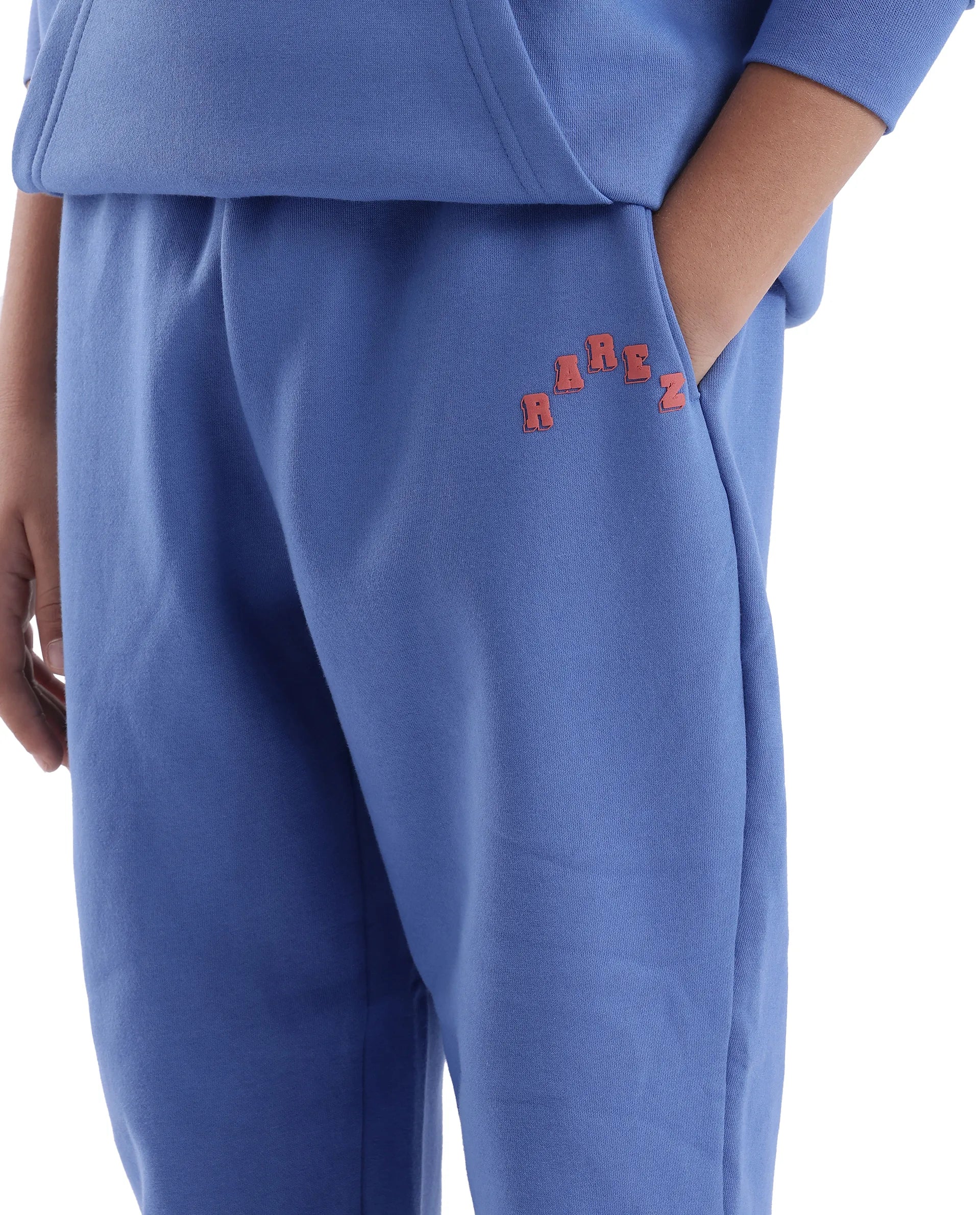 Rare Ones Kids Lint Blue Cotton Solid Trackpant