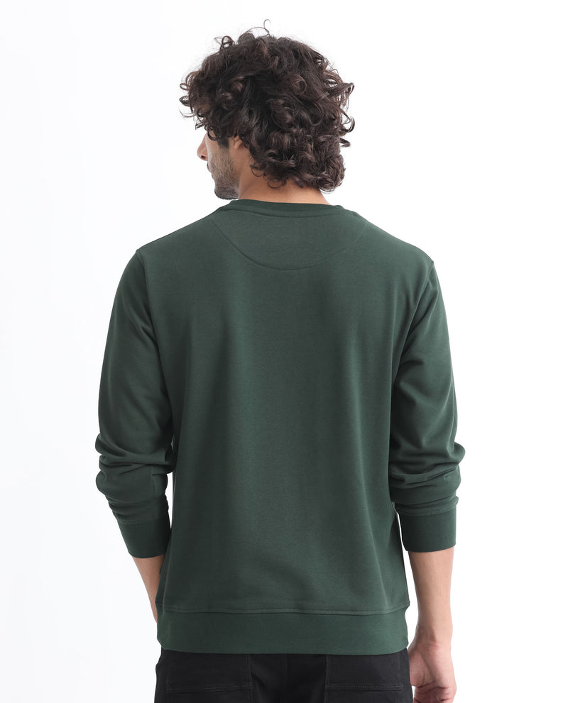 Rare Rabbit Men'S Lintz Green Sweatshirt Full Sleeves Solid