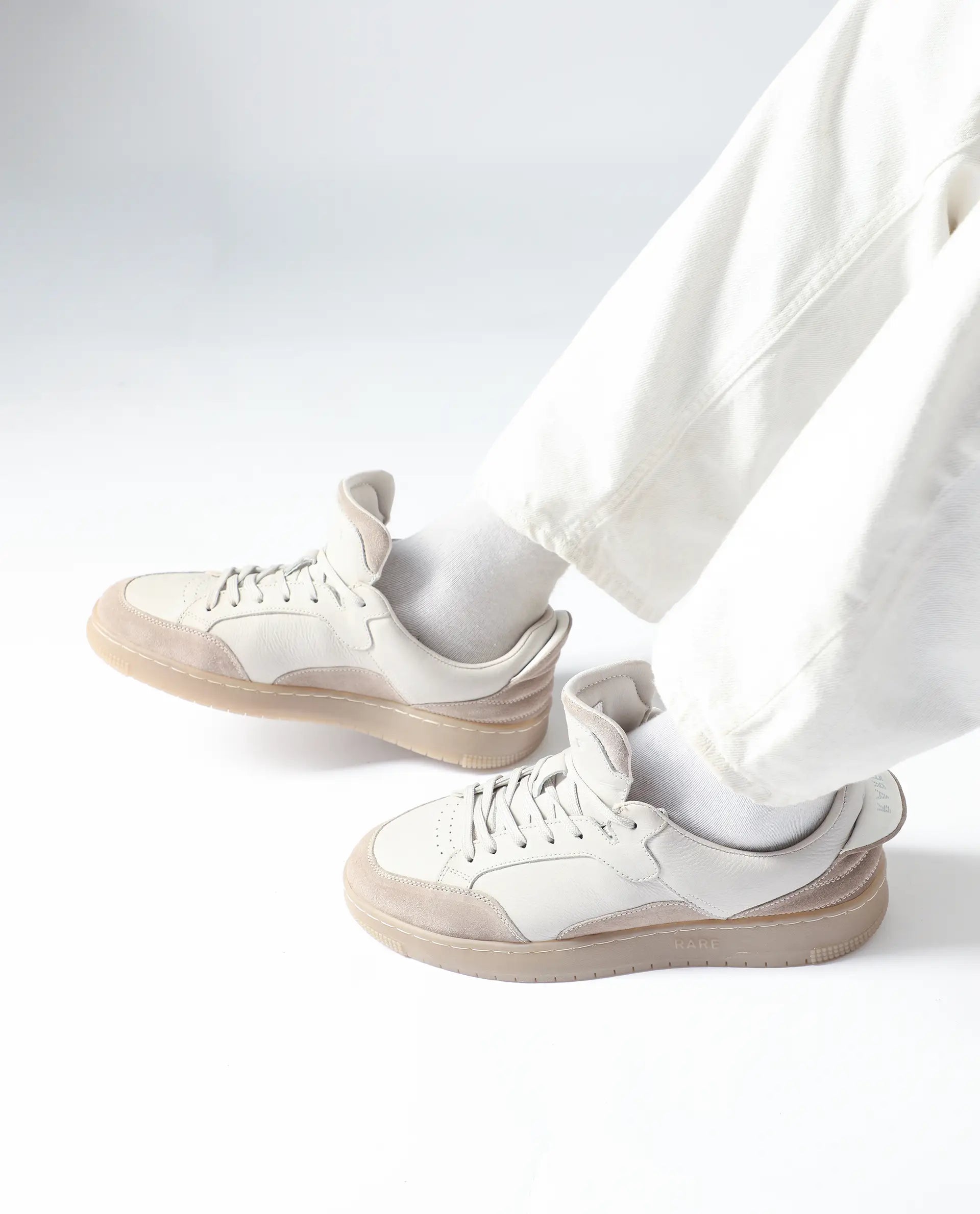 Rare Rabbit Men's Lip Beige Lace-Up Closure Leather Sneaker