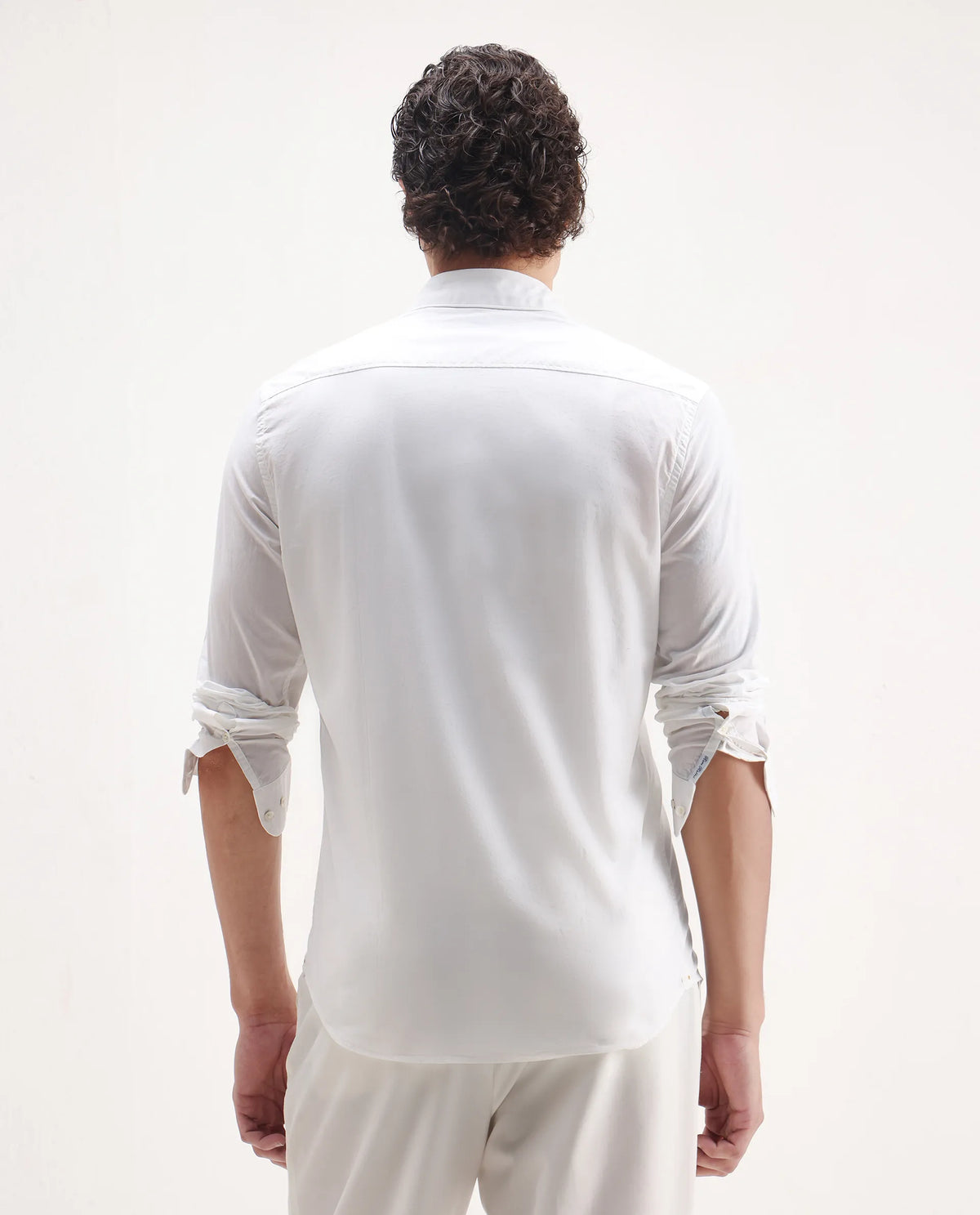 Rare Rabbit Men's Livio White Cotton Embroidered Regular Fit Full Sleeve Collared Shirt