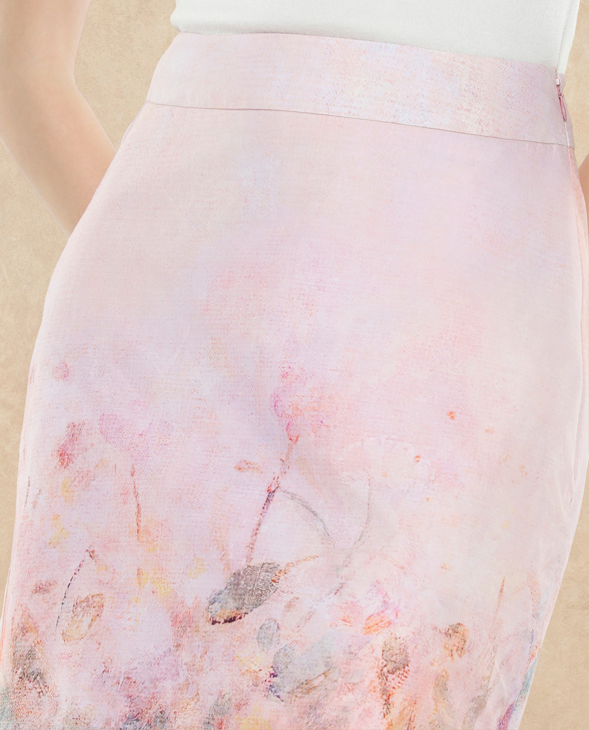 Rareism Women Loko-B Pink Zip Closure Mini Abstract Print Skirt