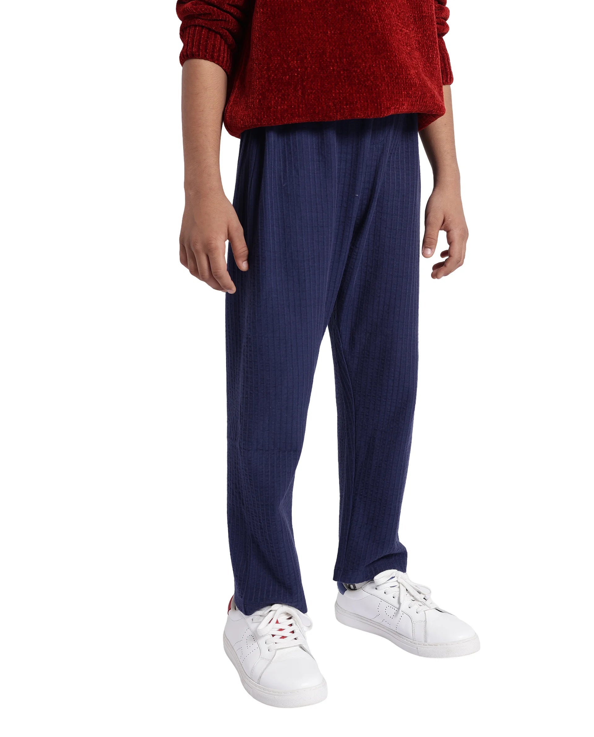 Rare Ones Kids Lomot Navy Cotton Drawstring Solid Trackpant