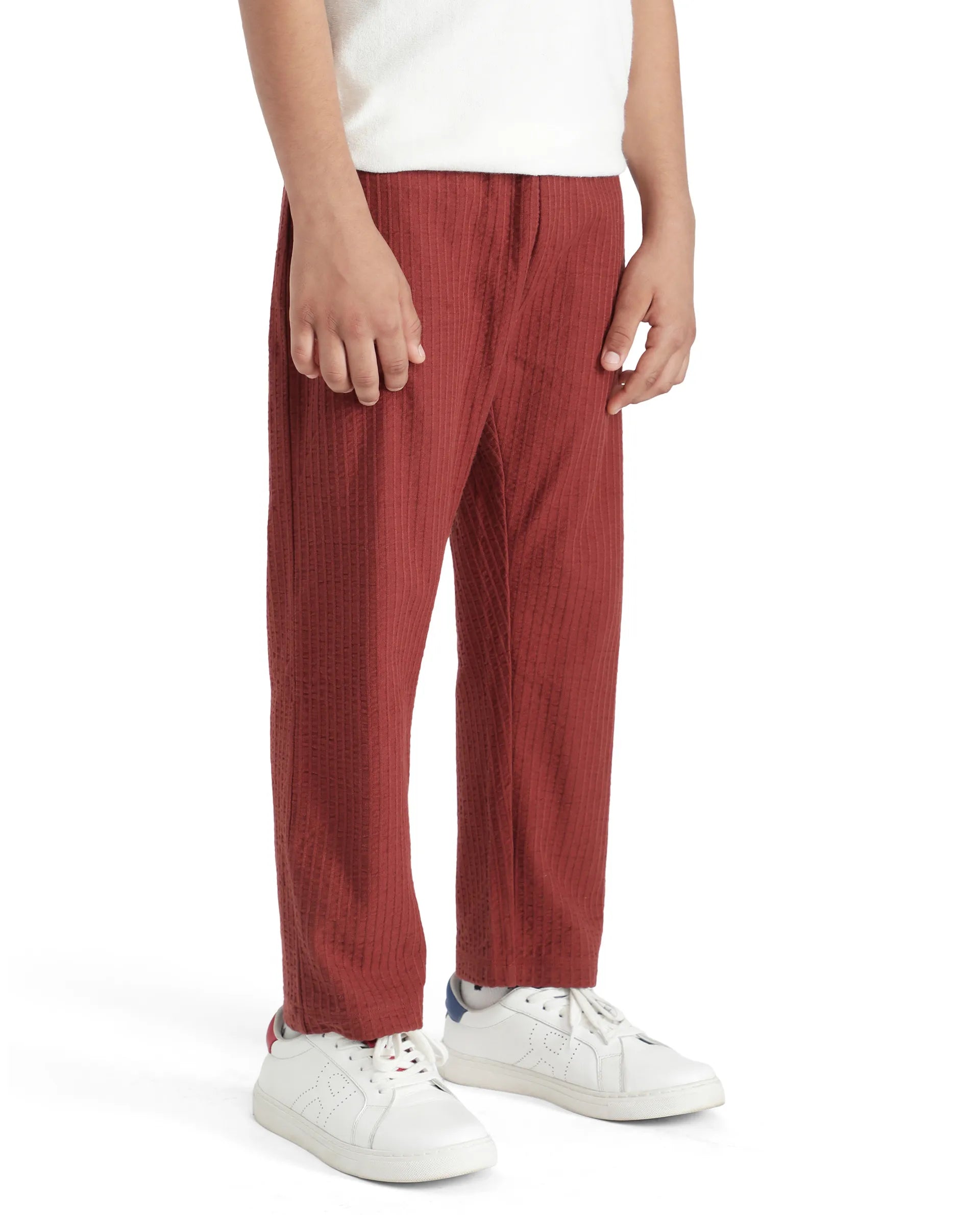 Rare Ones Kids Lomot Rust Cotton Drawstring Solid Trackpant