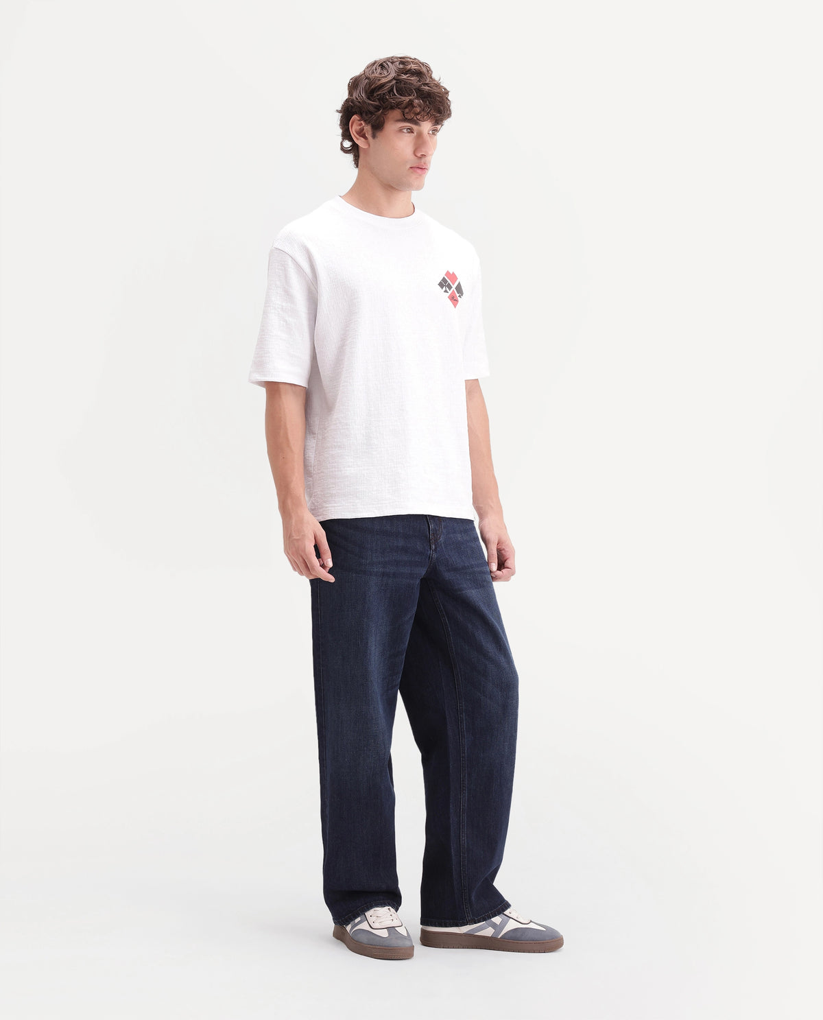 Rare Rabbit Men's Loom Dark Navy Cotton Blend Relaxed Plain Jeans