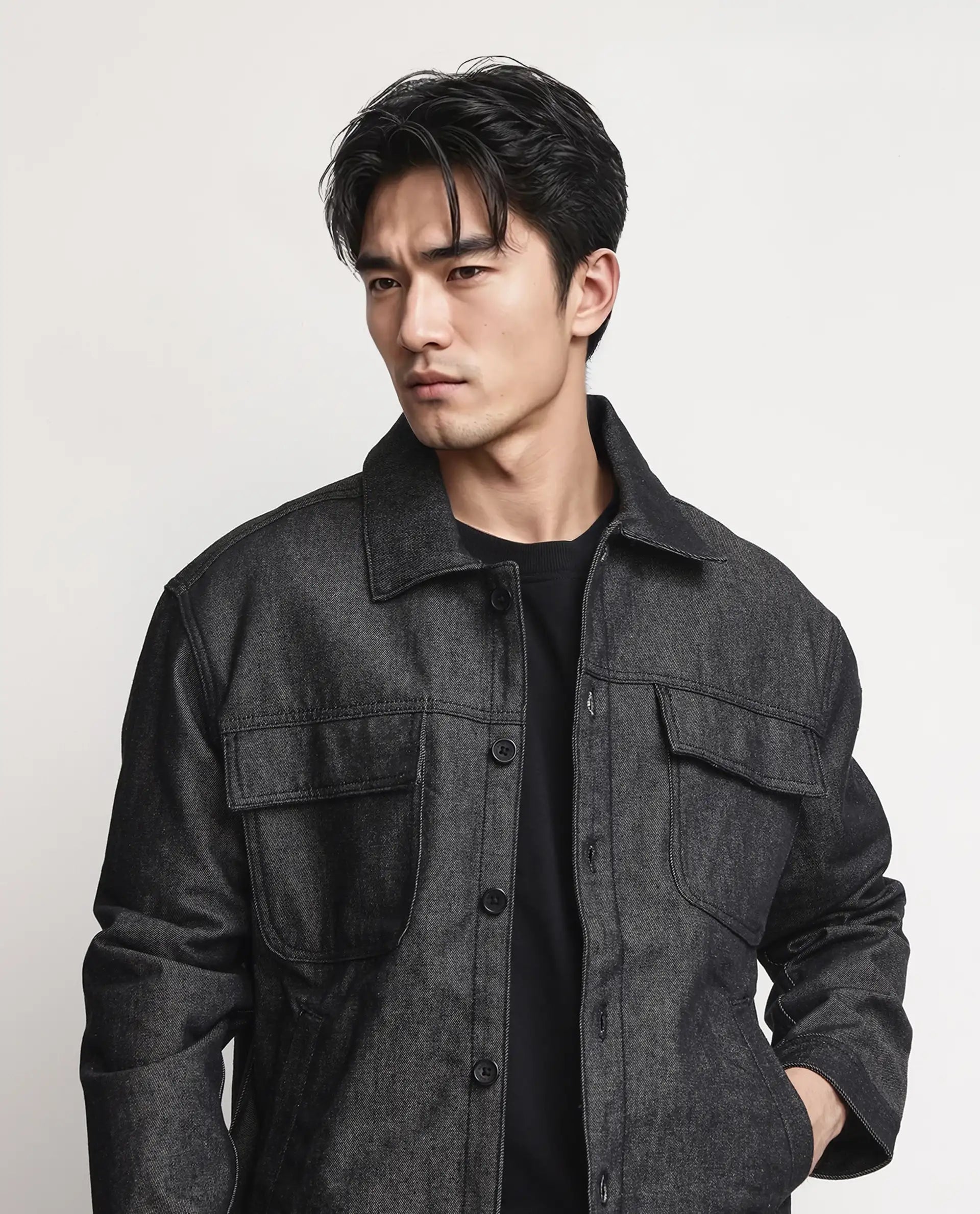 Rare Rabbit Men Loon Black Cotton Fabric Collared Neck Jacket