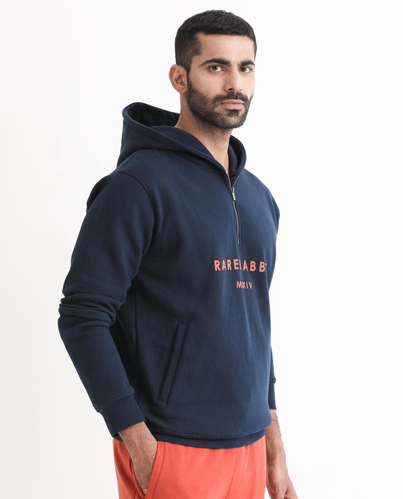 Rare Rabbit Men'S Lorall Navy Sweatshirt Full Sleeves Solid