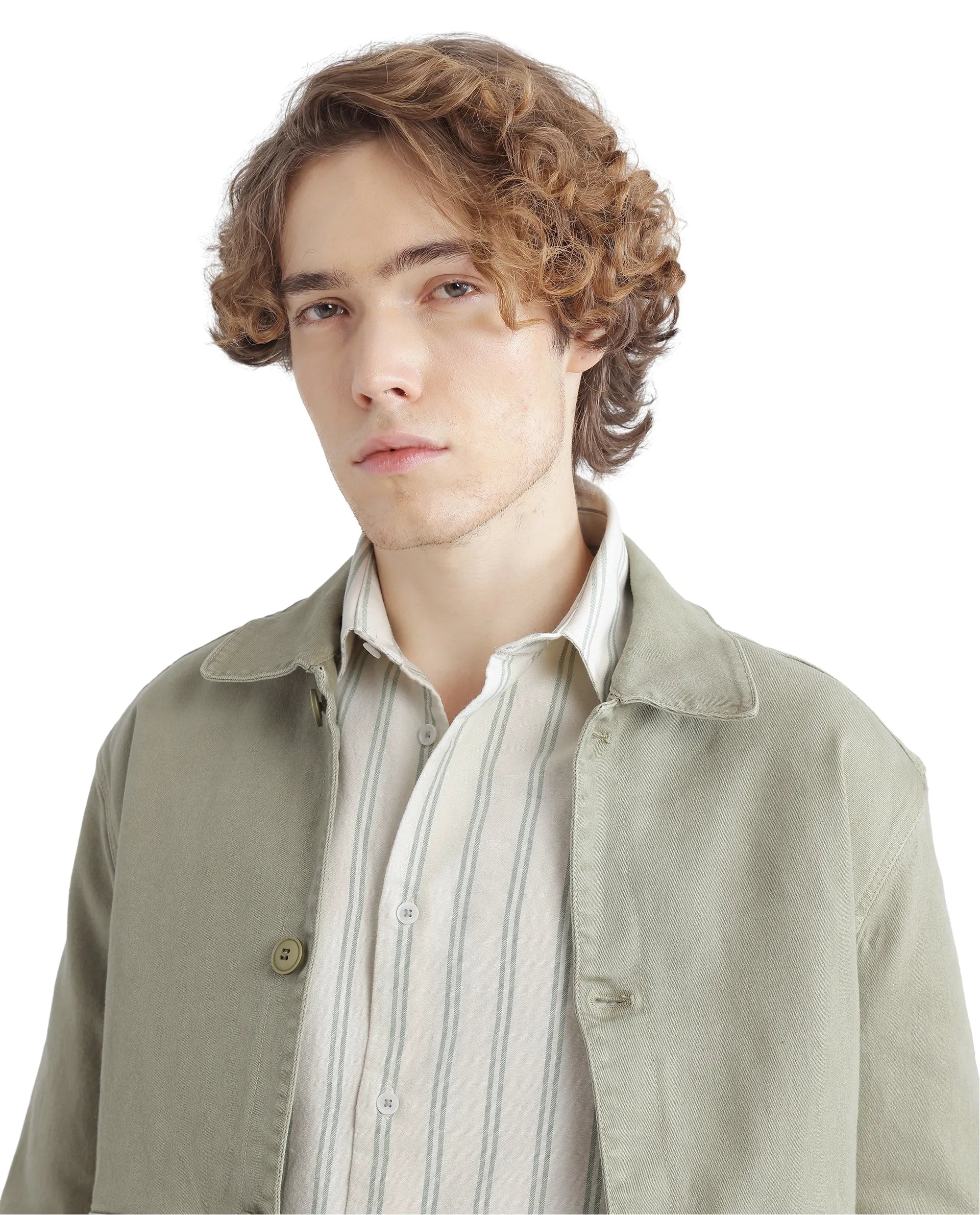 Rare Rabbit Men's Lorw Pastel Green Cotton Fabric Full Sleeve Collared Neck Button Closure Striped Shirt