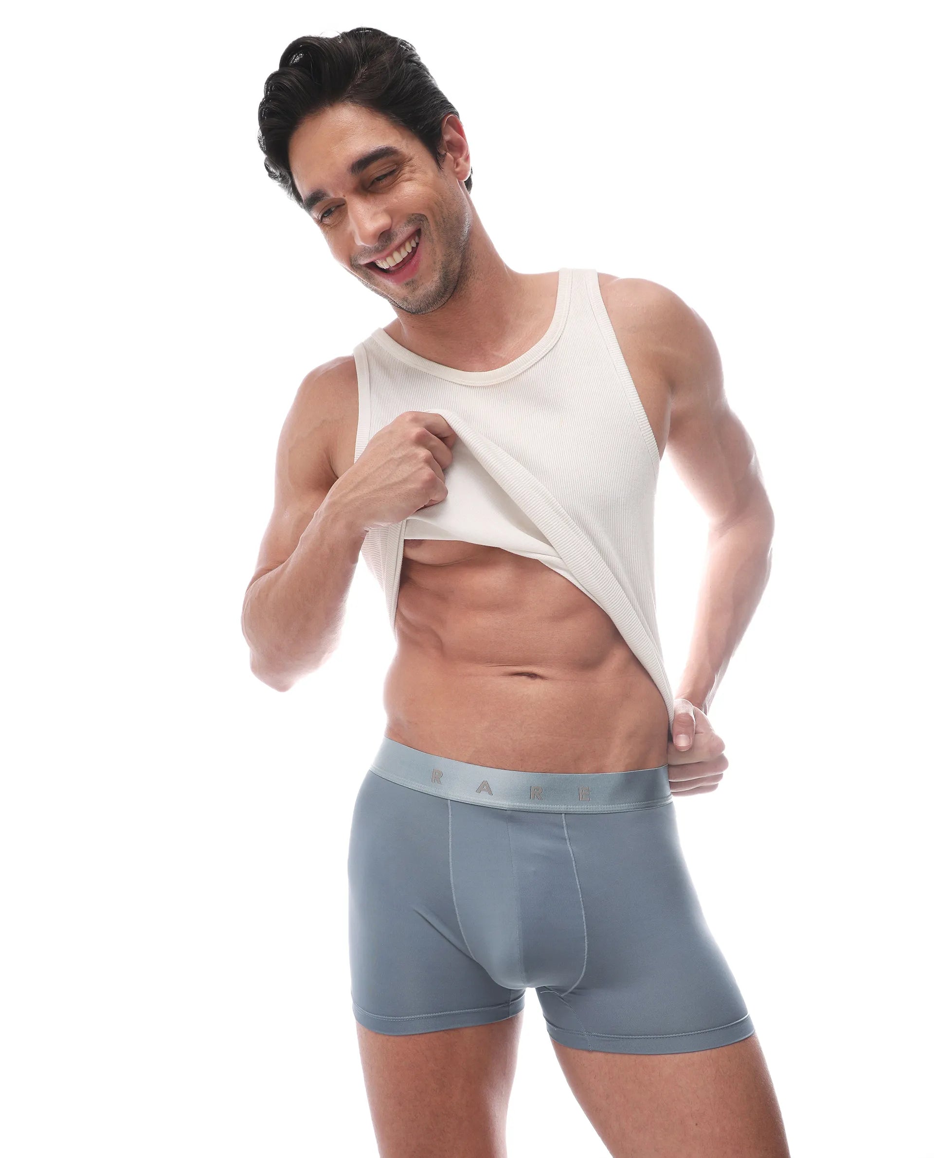 Rare Rabbit Men's Lovi Blue Soft Nylon Blend Trunks