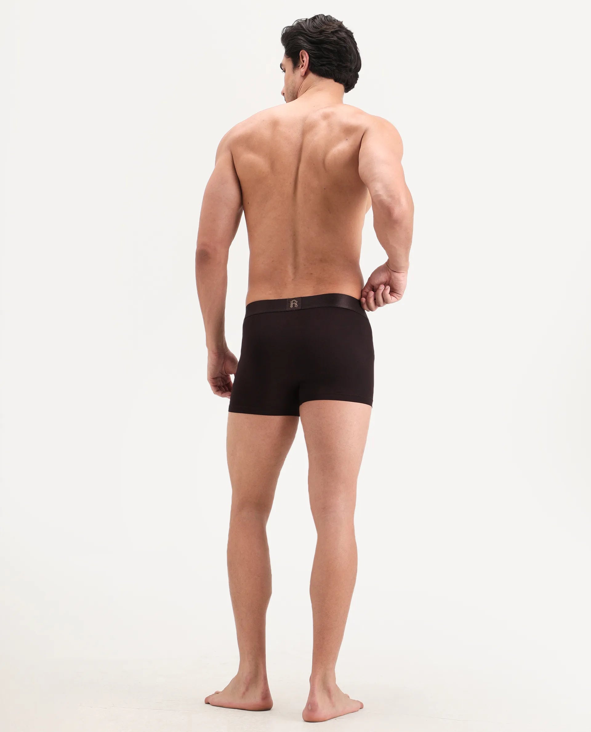 Rare Rabbit Men's Lovi Brown Soft Nylon Blend Trunks