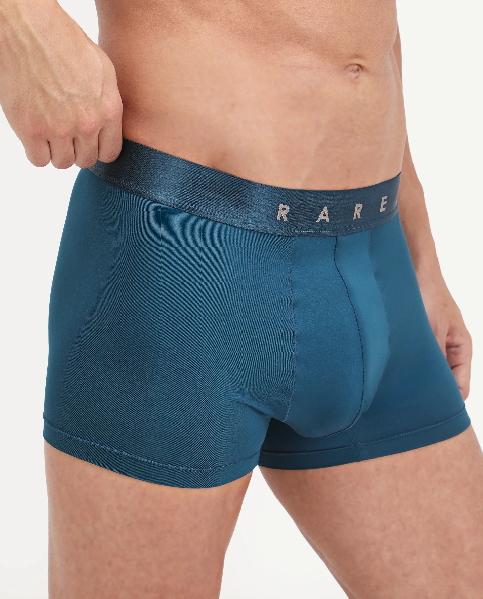 Rare Rabbit Men's Lovi Petrol Soft Nylon Blend Trunks