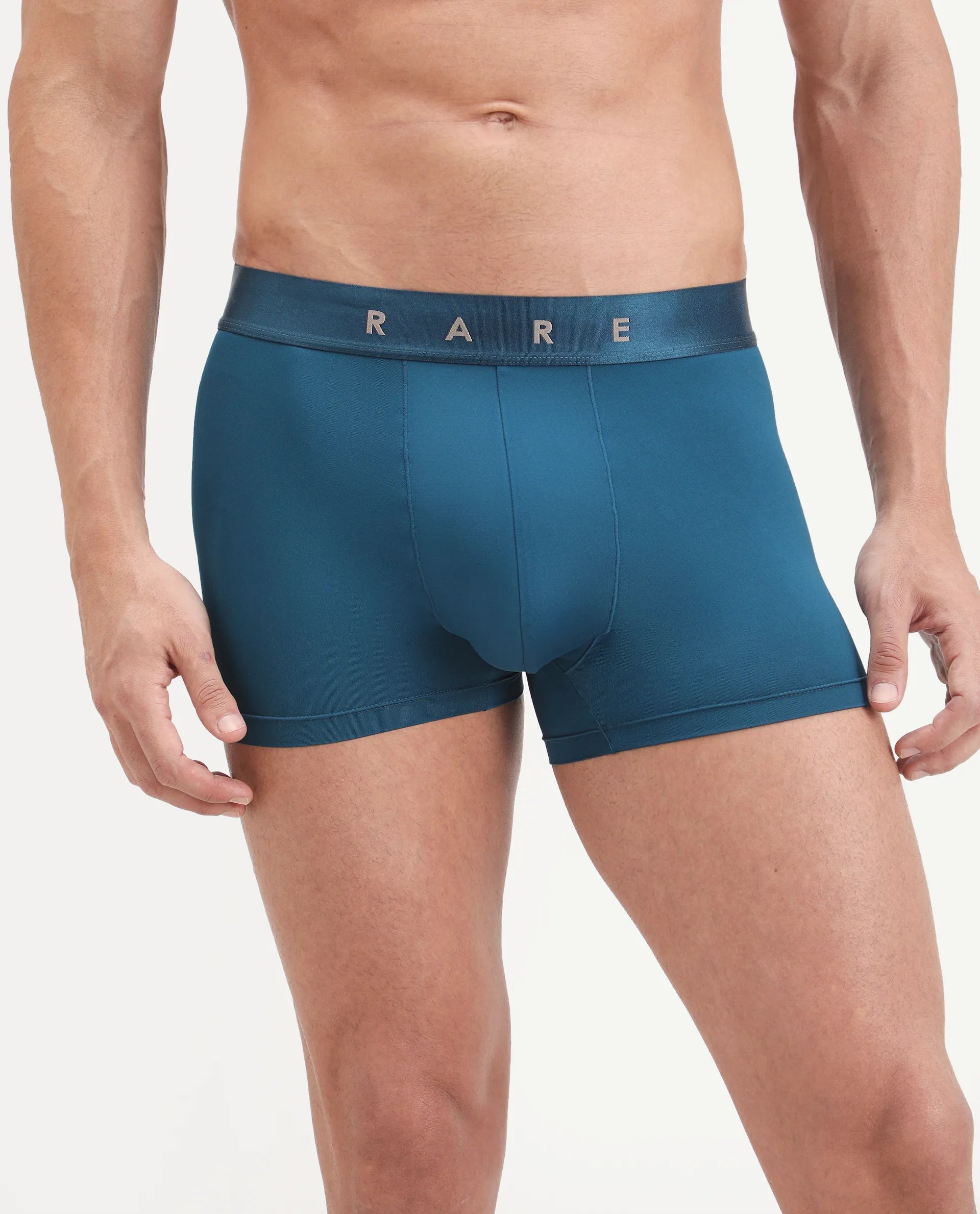Rare Rabbit Men's Lovi Petrol Soft Nylon Blend Trunks
