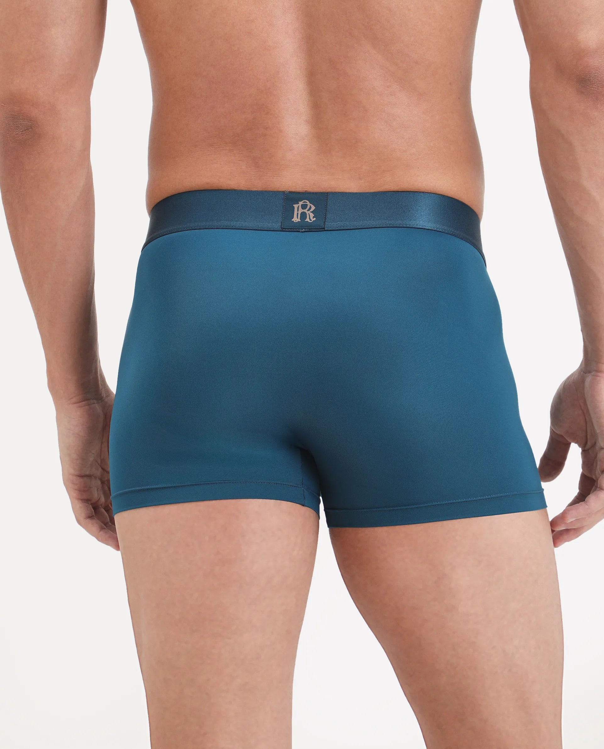 Rare Rabbit Men's Lovi Petrol Soft Nylon Blend Trunks