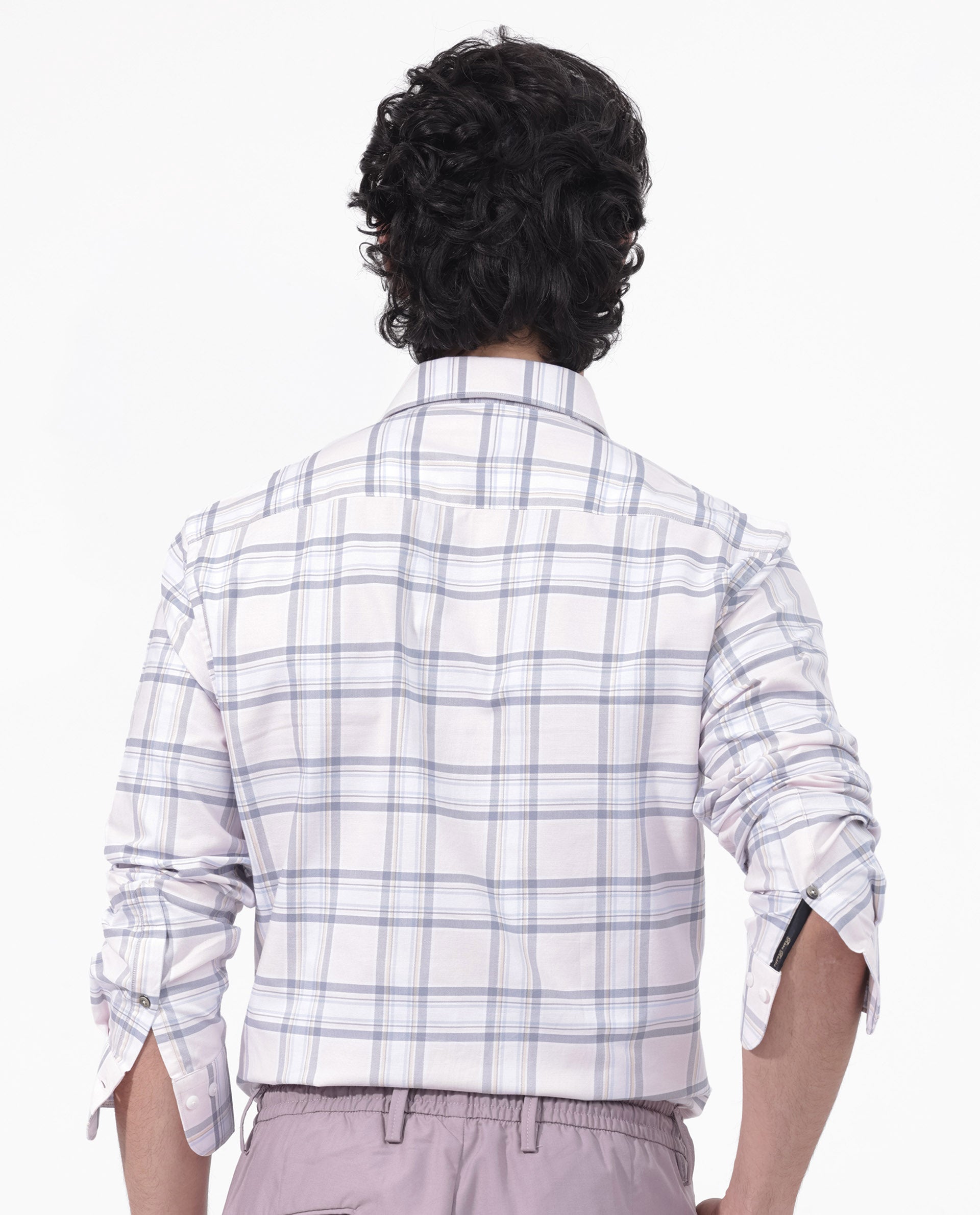 Rare Rabbit Mens Lowen Pastel Pink Cotton Fabric Full Sleeve Checks Print Shirt