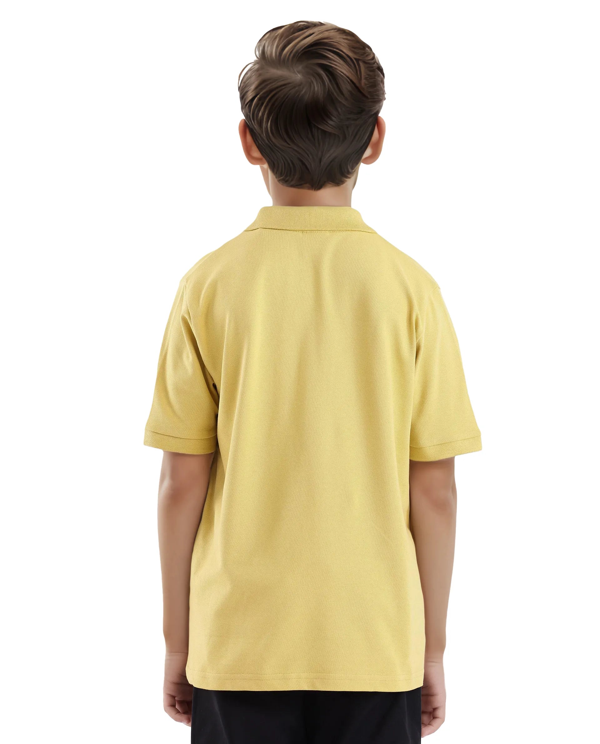 Rare Ones Kids Luan Flouroscent Yellow Cotton Short Sleeve Applique Print Polo
