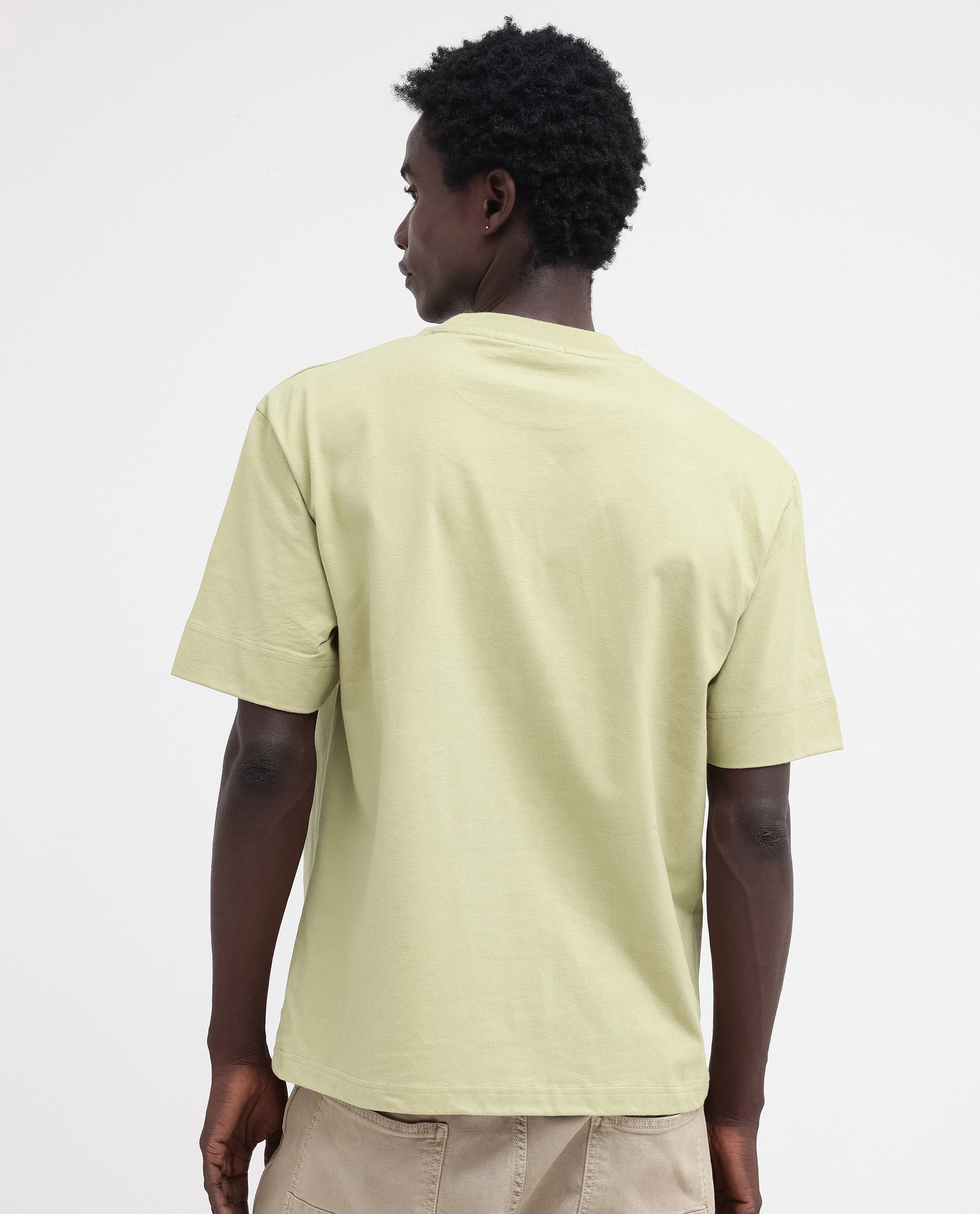 Rare Rabbit Articale Mens Luca Light Green Cotton Polyester Fabric Short Sleeve Crew Neck Oversized Fit Graphic Printed T-Shirt