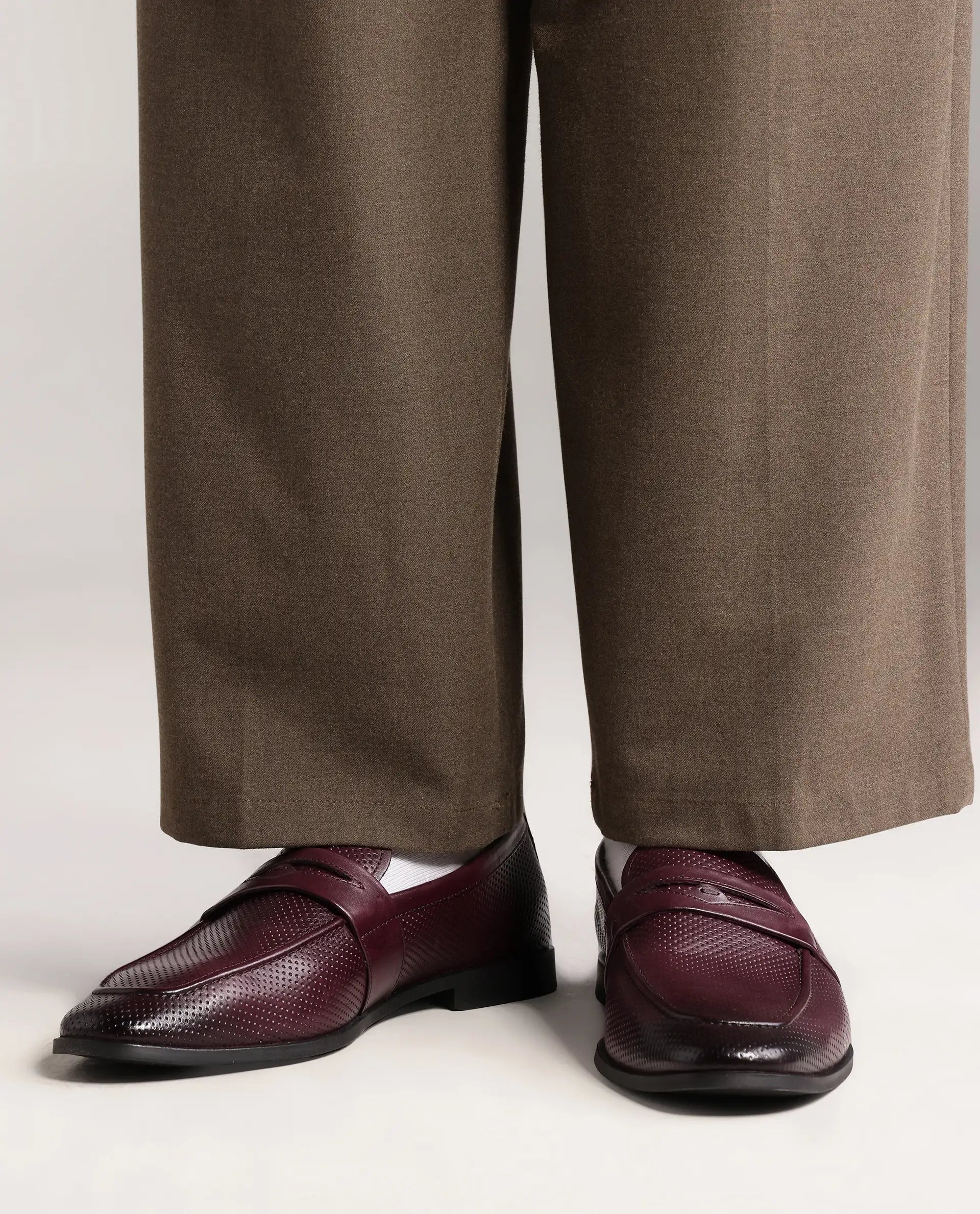 Rare Rabbit Men's Lucent Burgundy Leather Mocassin