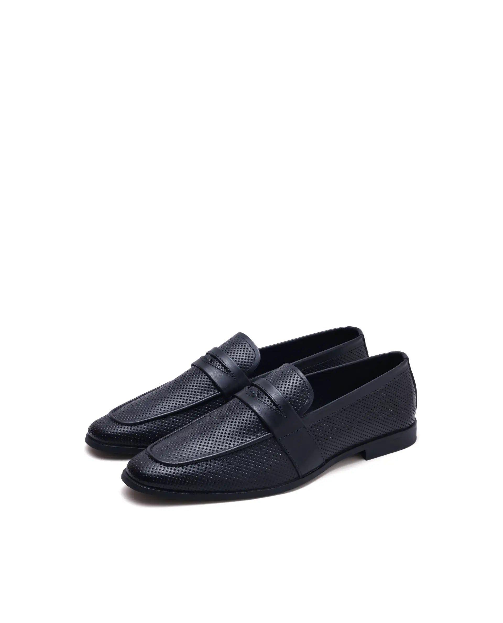 Rarez Men's Lucent Navy Leather Fabric Mocassin