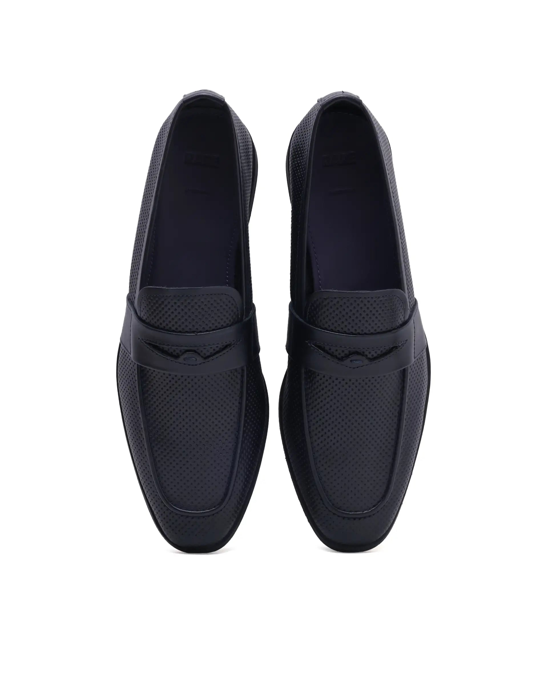 Rarez Men's Lucent Navy Leather Fabric Mocassin