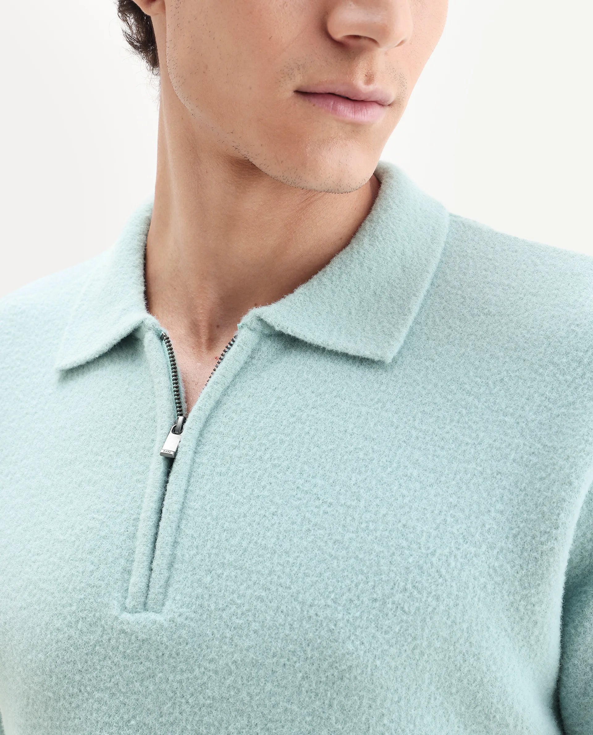 Rare Rabbit Men's Luco Blue Cotton Blend Fabric Collared Neck Regular Plain Polo