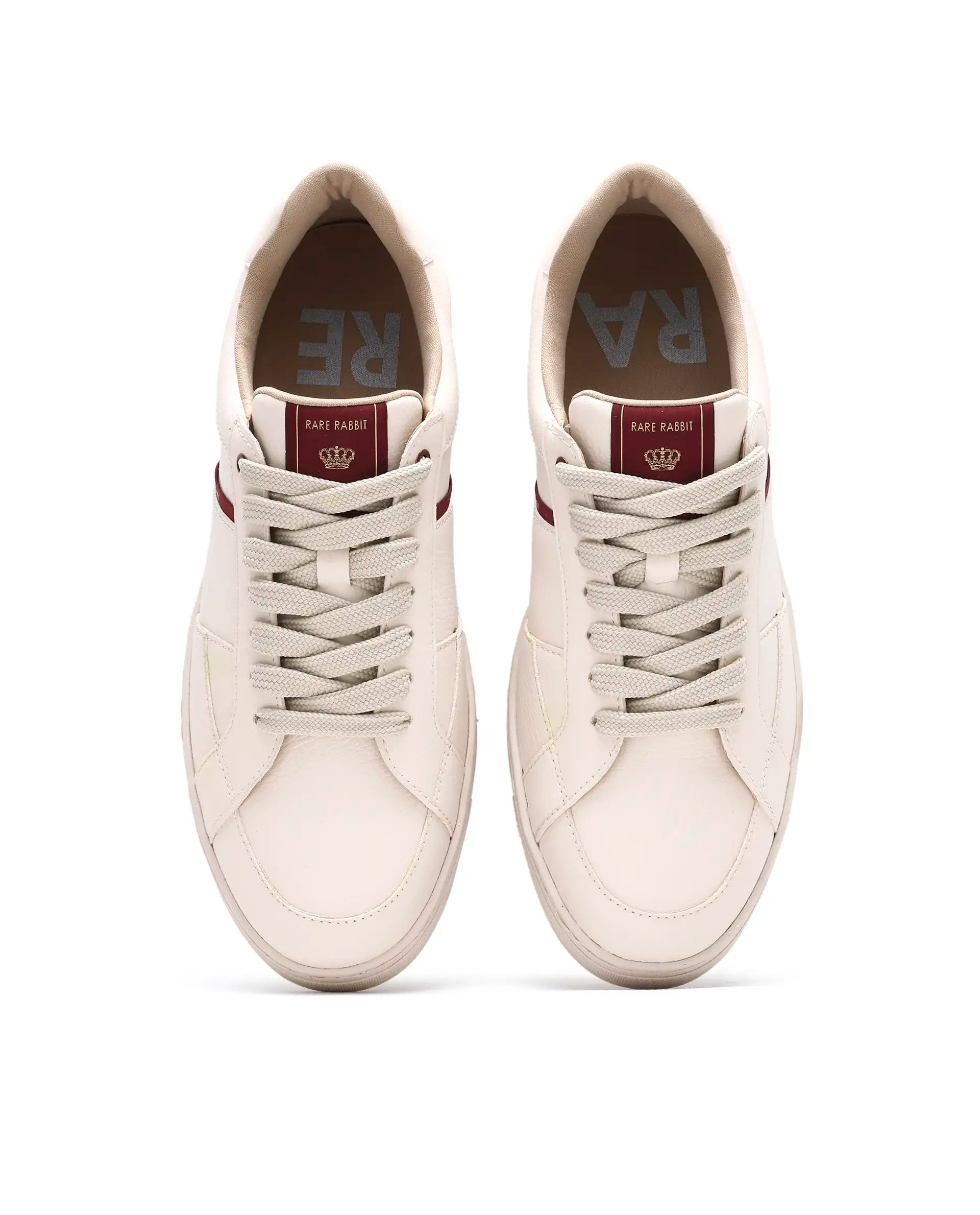 Rare Rabbit Men's Lunar Light Beige Micro Fiber Leather Sneaker