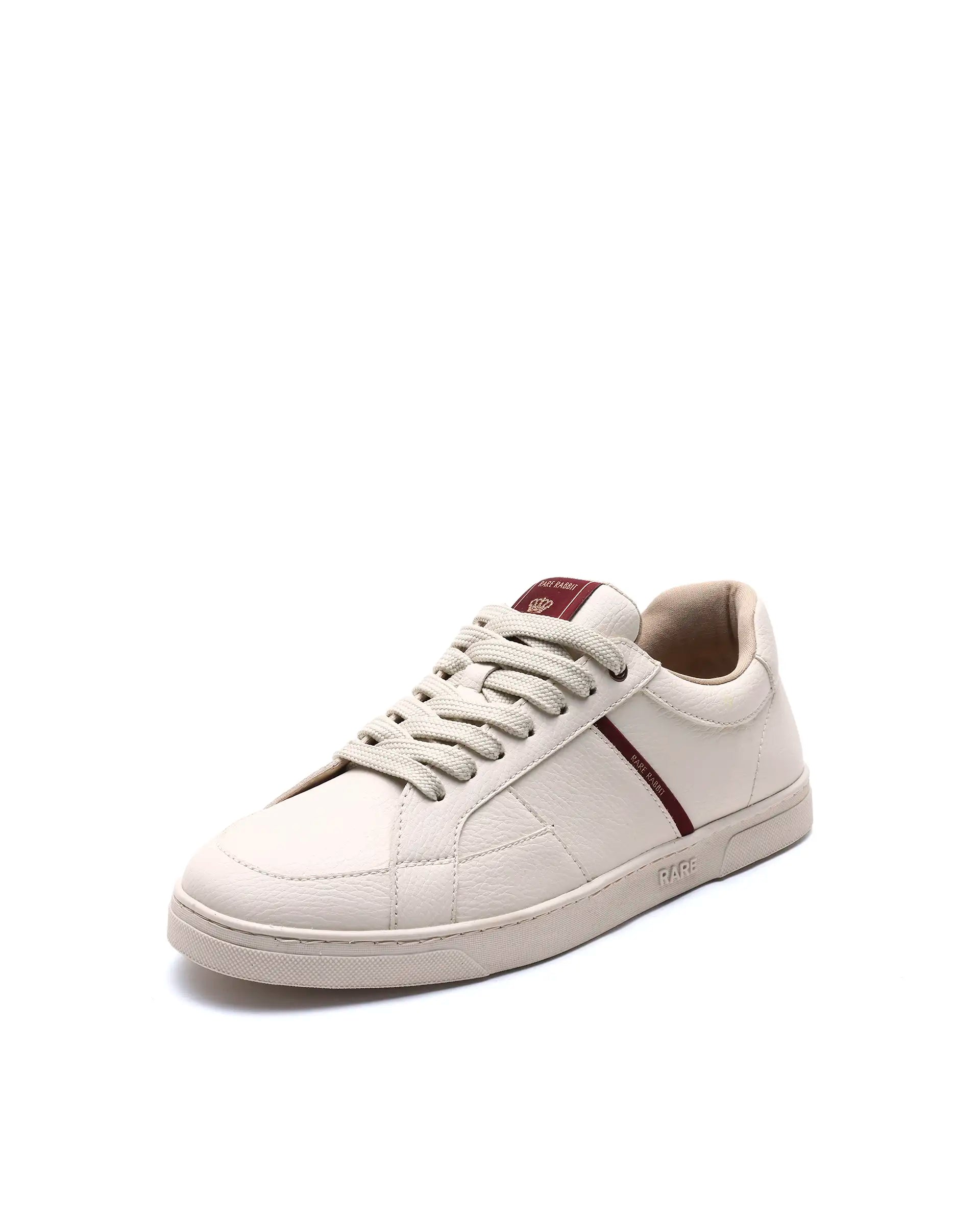Rare Rabbit Men's Lunar Light Beige Micro Fiber Leather Sneaker