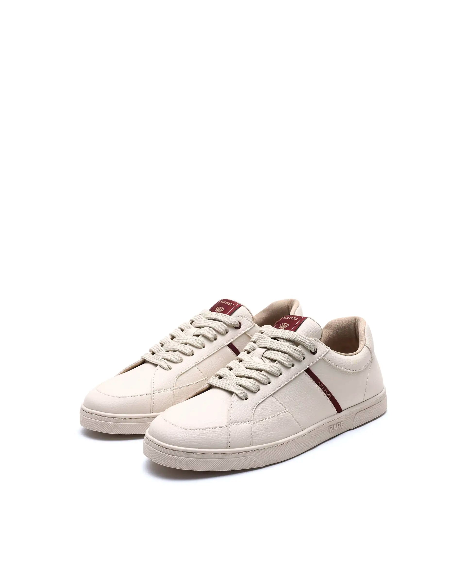Rare Rabbit Men's Lunar Light Beige Micro Fiber Leather Sneaker