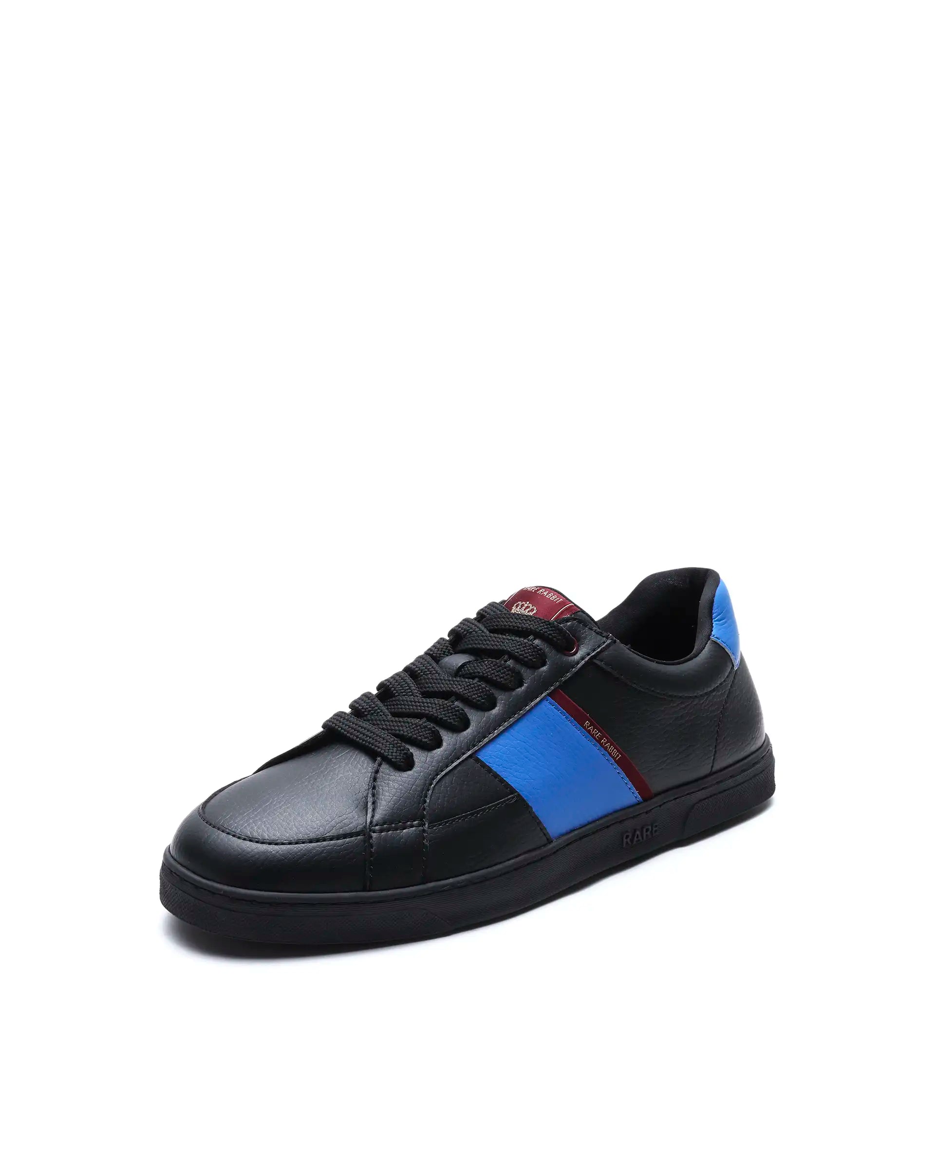 Rare Rabbit Men's Lunar Black Micro Fiber Leather Sneaker