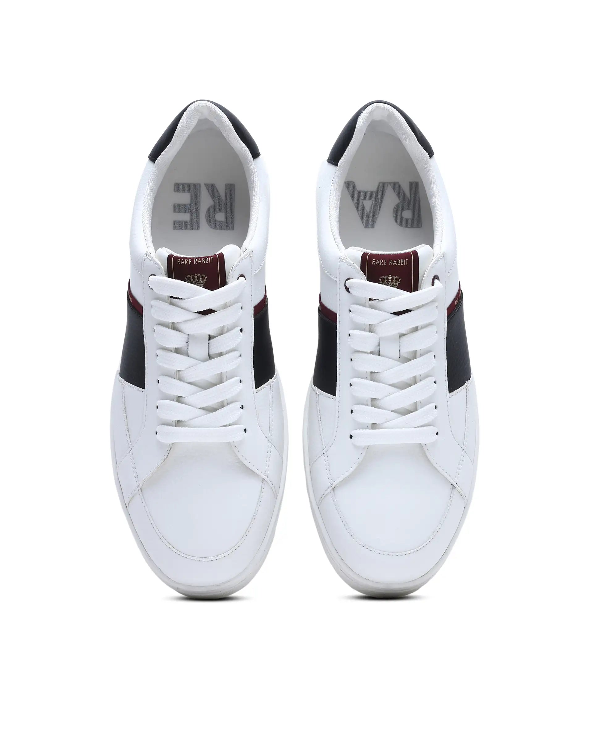Rare Rabbit Men's Lunar White Micro Fiber Leather Sneaker