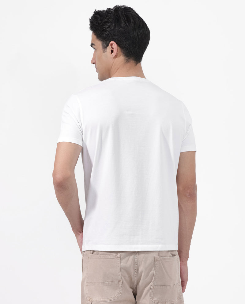 Rare Rabbit Mens Luno White Half Sleeve Graphic Printed T-Shirt