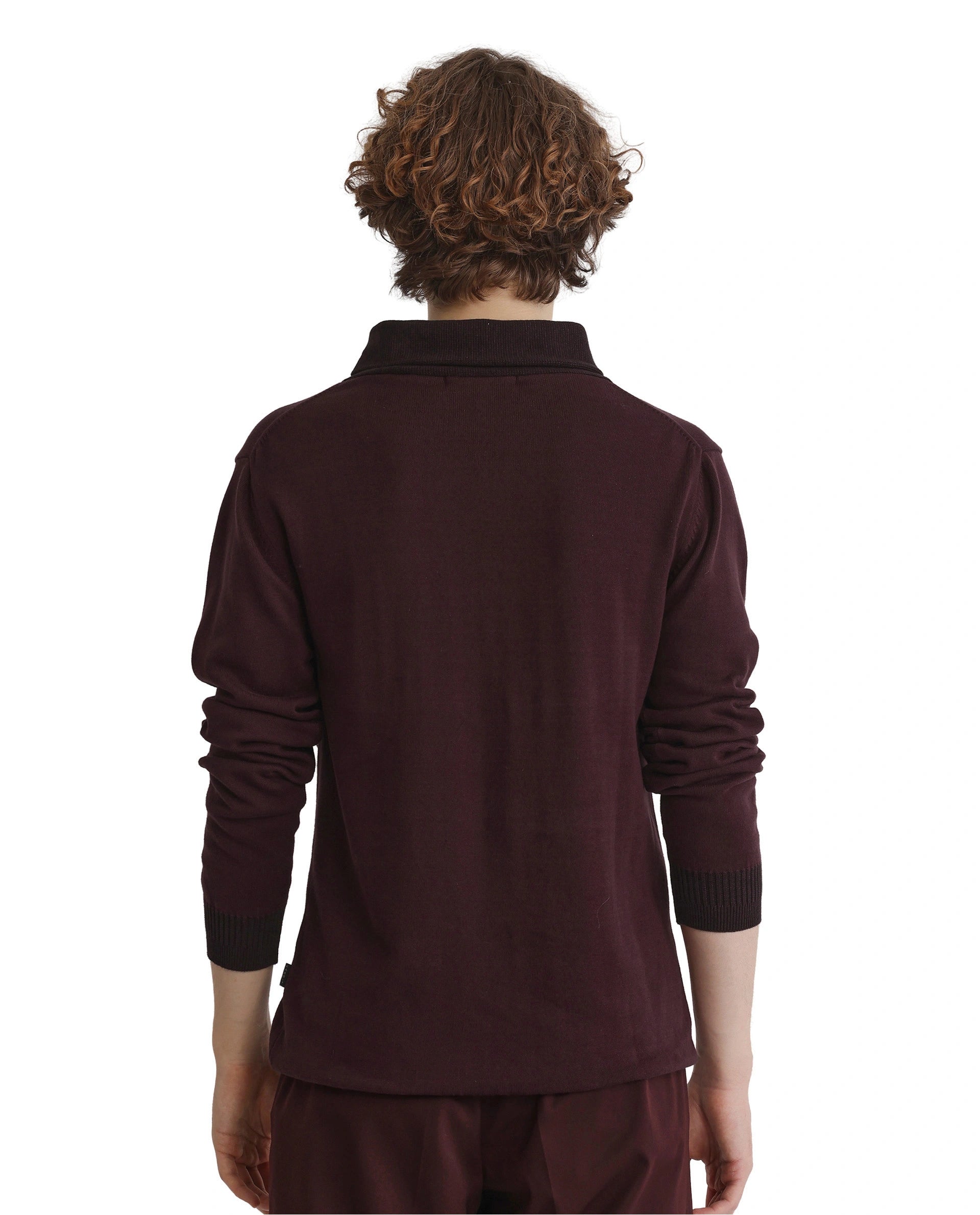 Rare Rabbit Men's Lyzo Maroon Full Sleeve Cowl Neck Regular Fit Plain Sweater