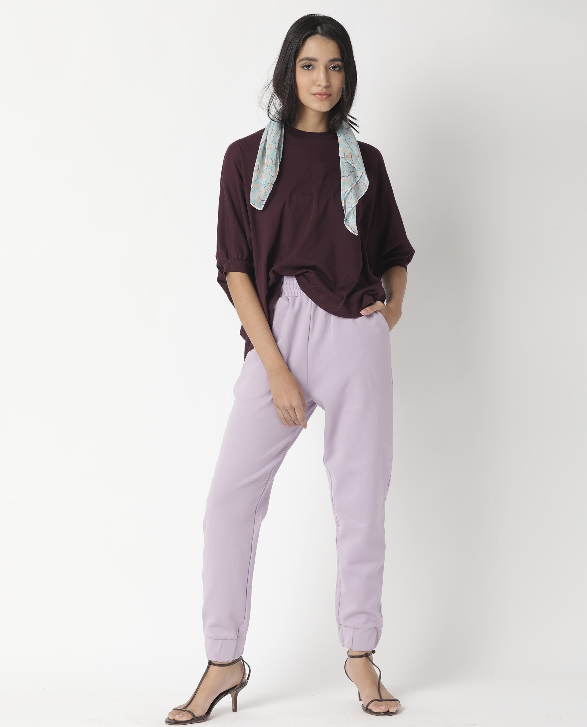 Rareism Womens Osmo Maroon Top Cotton Fabric Regular Fit Volume Sleeve Round Neck