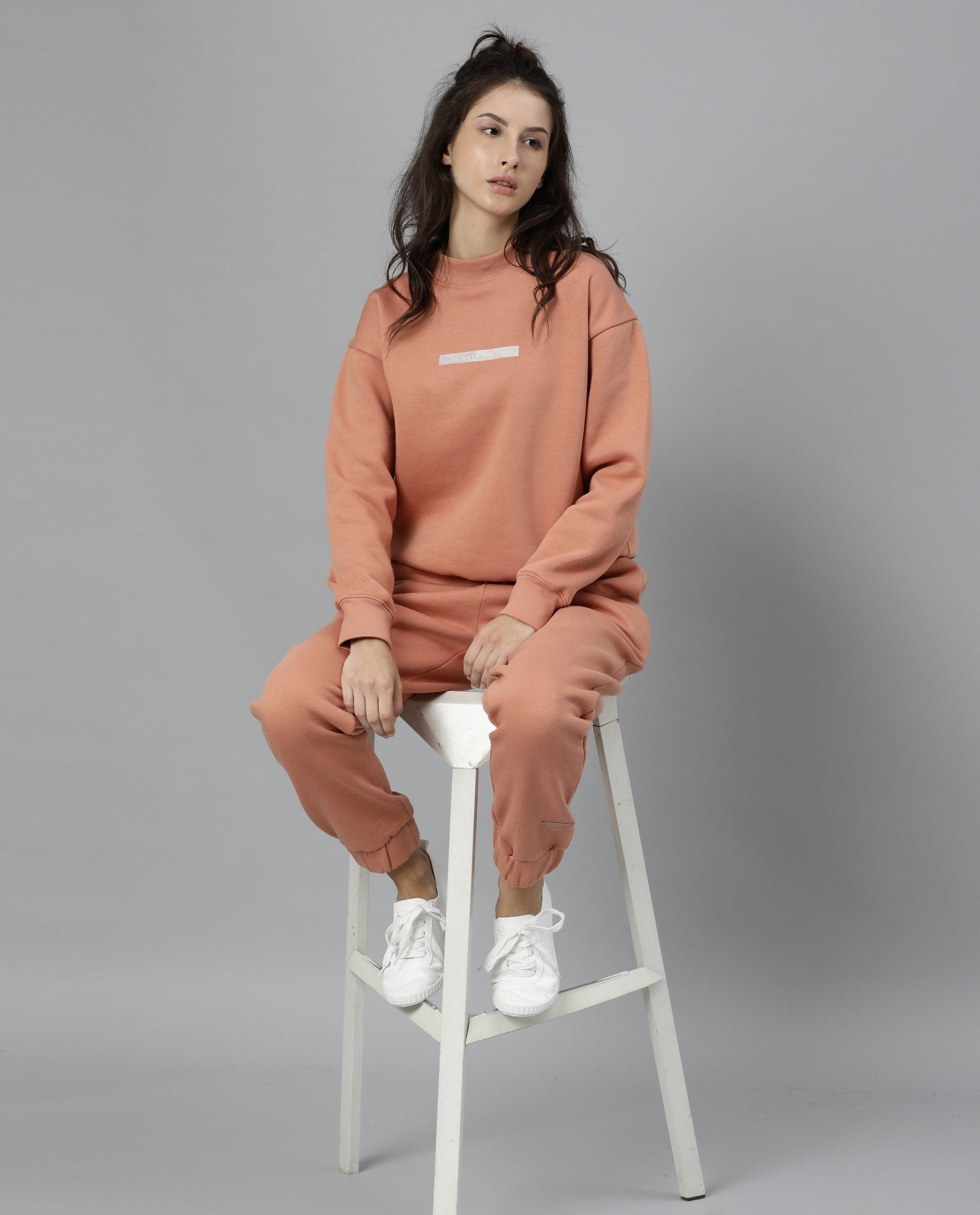 Rareism Womens Fury Orange Sweatshirt Relaxed Fit Full Sleeves