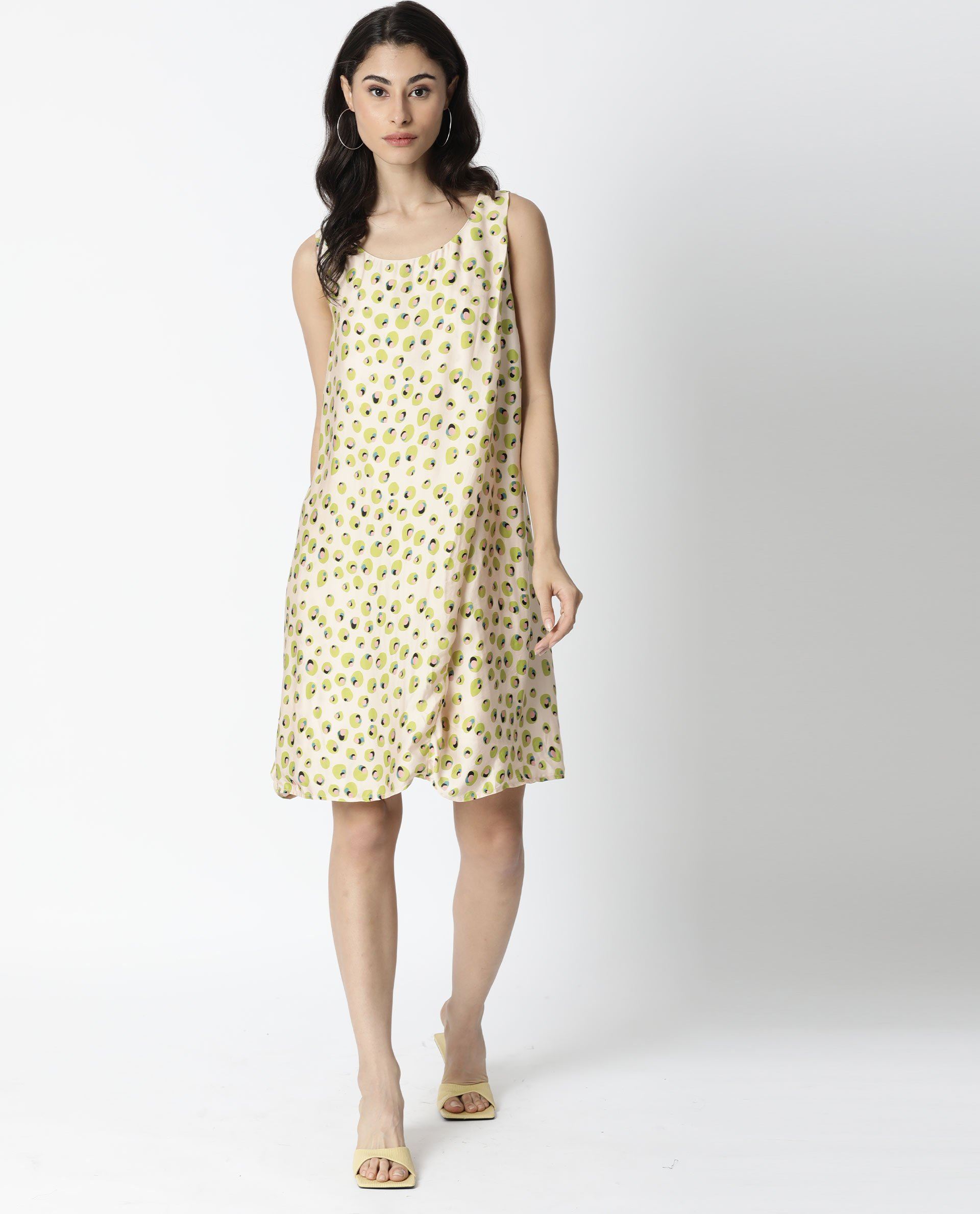 Rareism Womens Vian Beige Dress Short Length Tencel Fabric Sleeveless