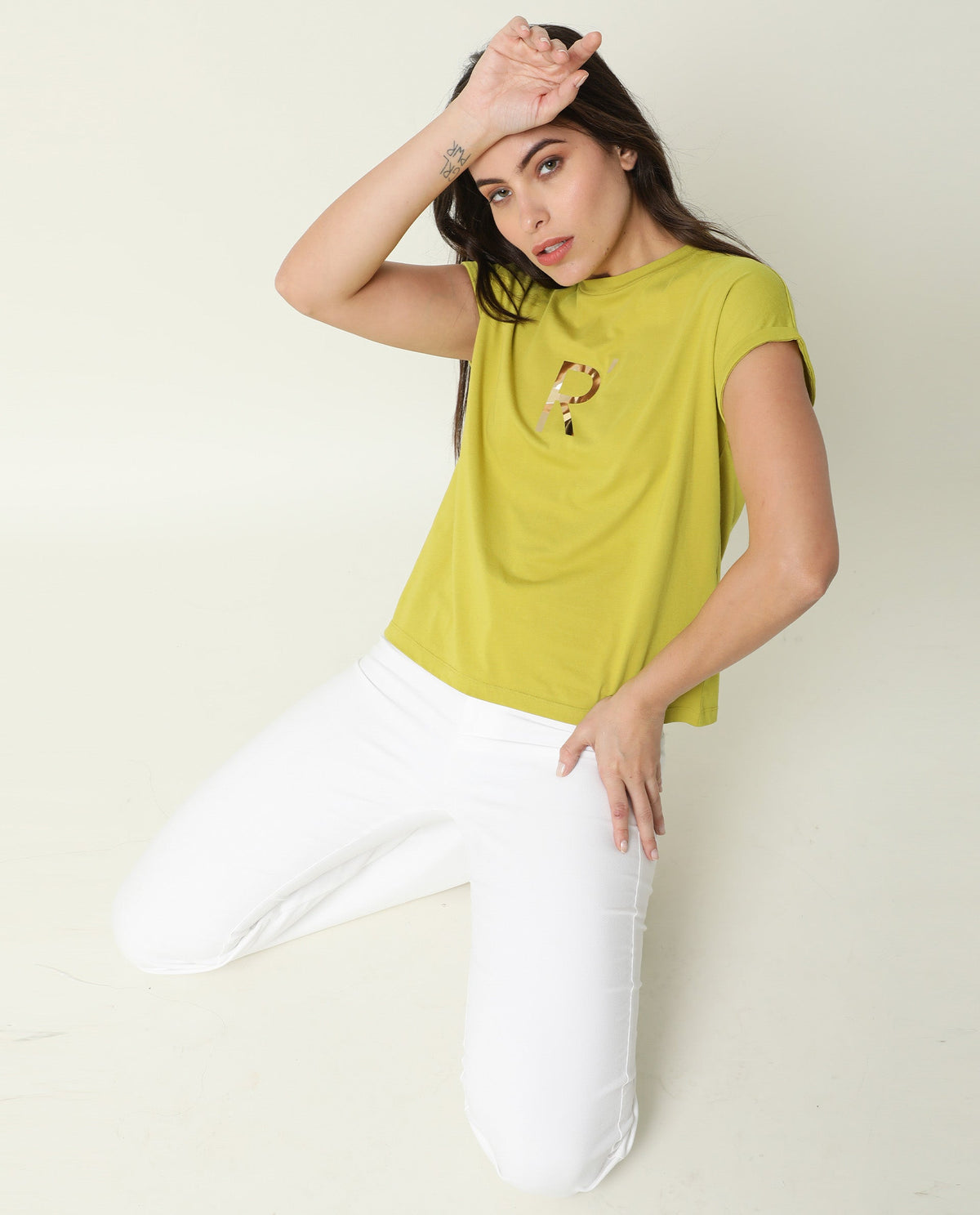 Rareism Women Rad Flouroscent Green Cotton Fabric Regular Fit Half Sleeves Graphic Print Crew Neck T-Shirt