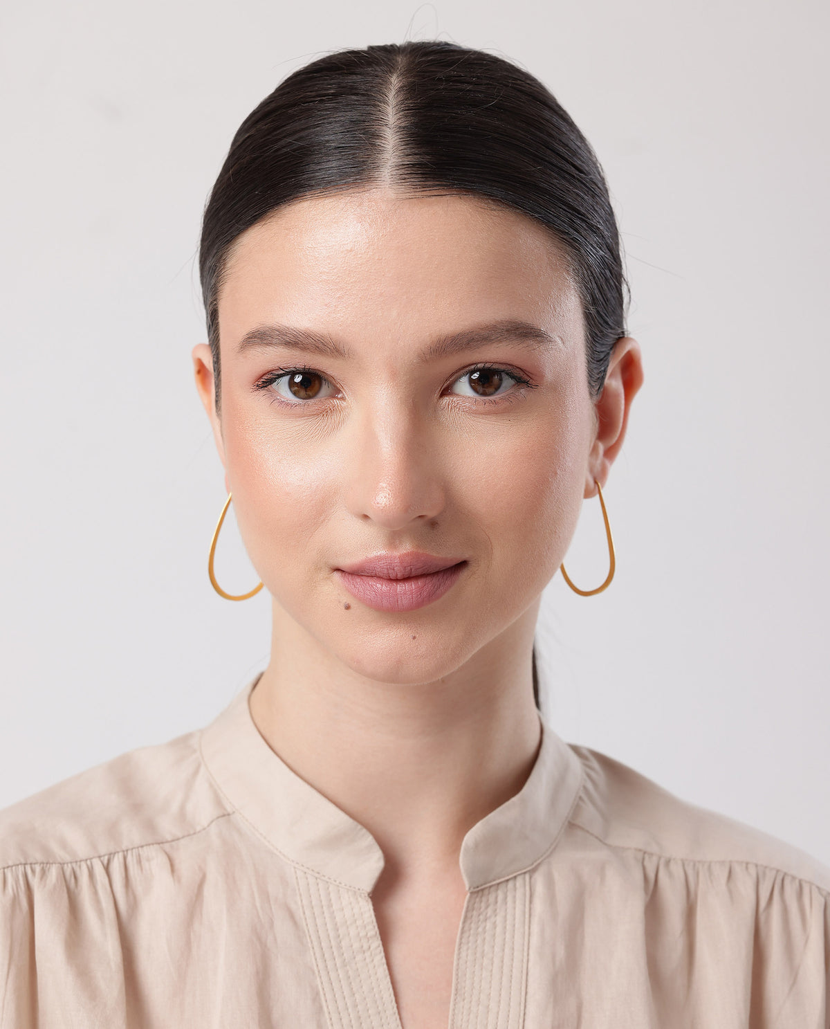 Rareism Women Loop Hoop Gold Earring