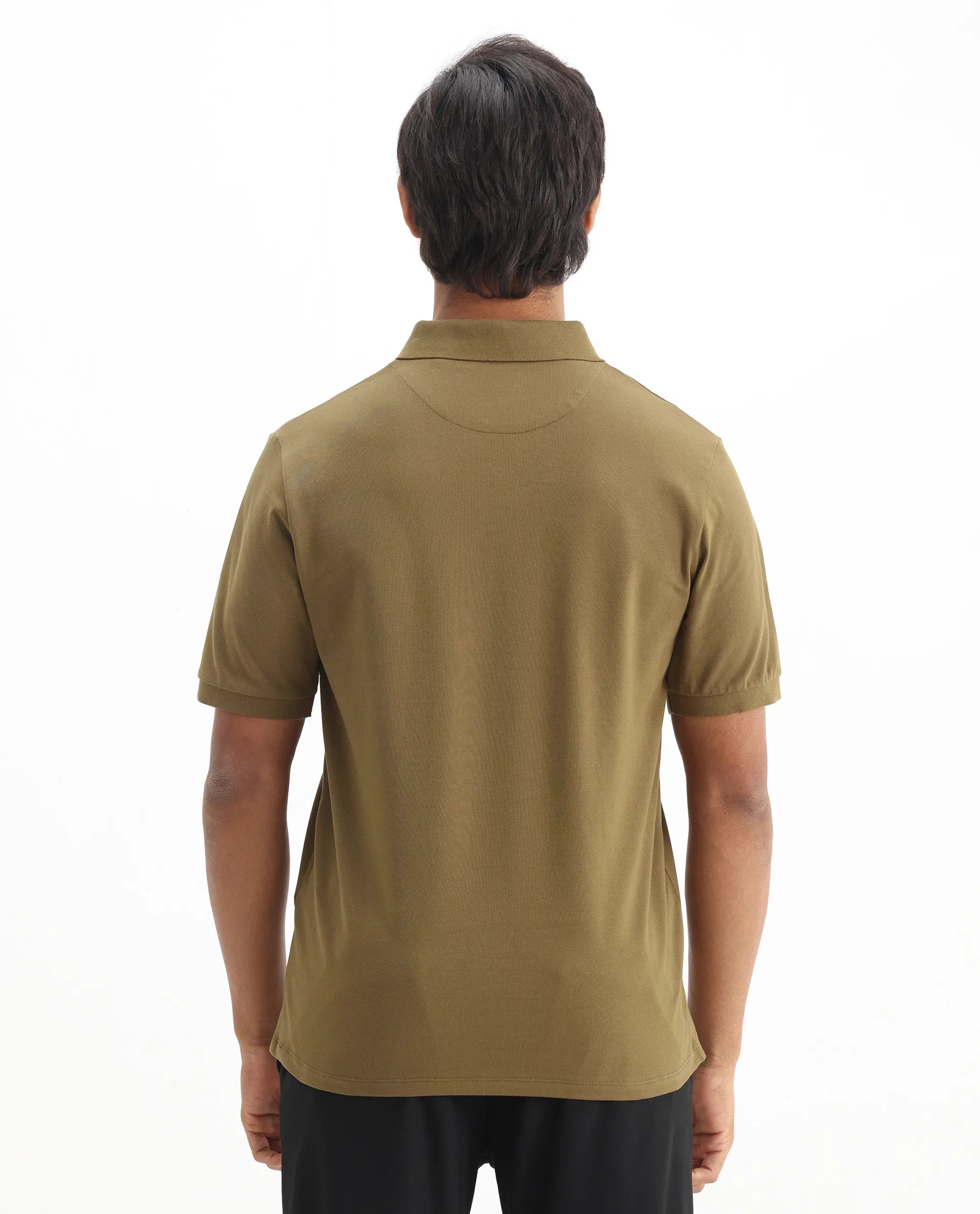 Rare Rabbit Men's Mabe Light Green Cotton Plain Regular Fit Half Sleeve Polo