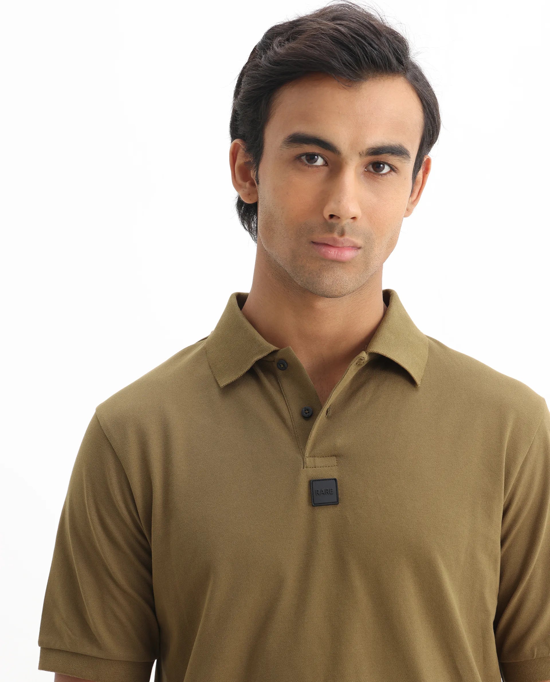 Rare Rabbit Men's Mabe Light Green Cotton Plain Regular Fit Half Sleeve Polo