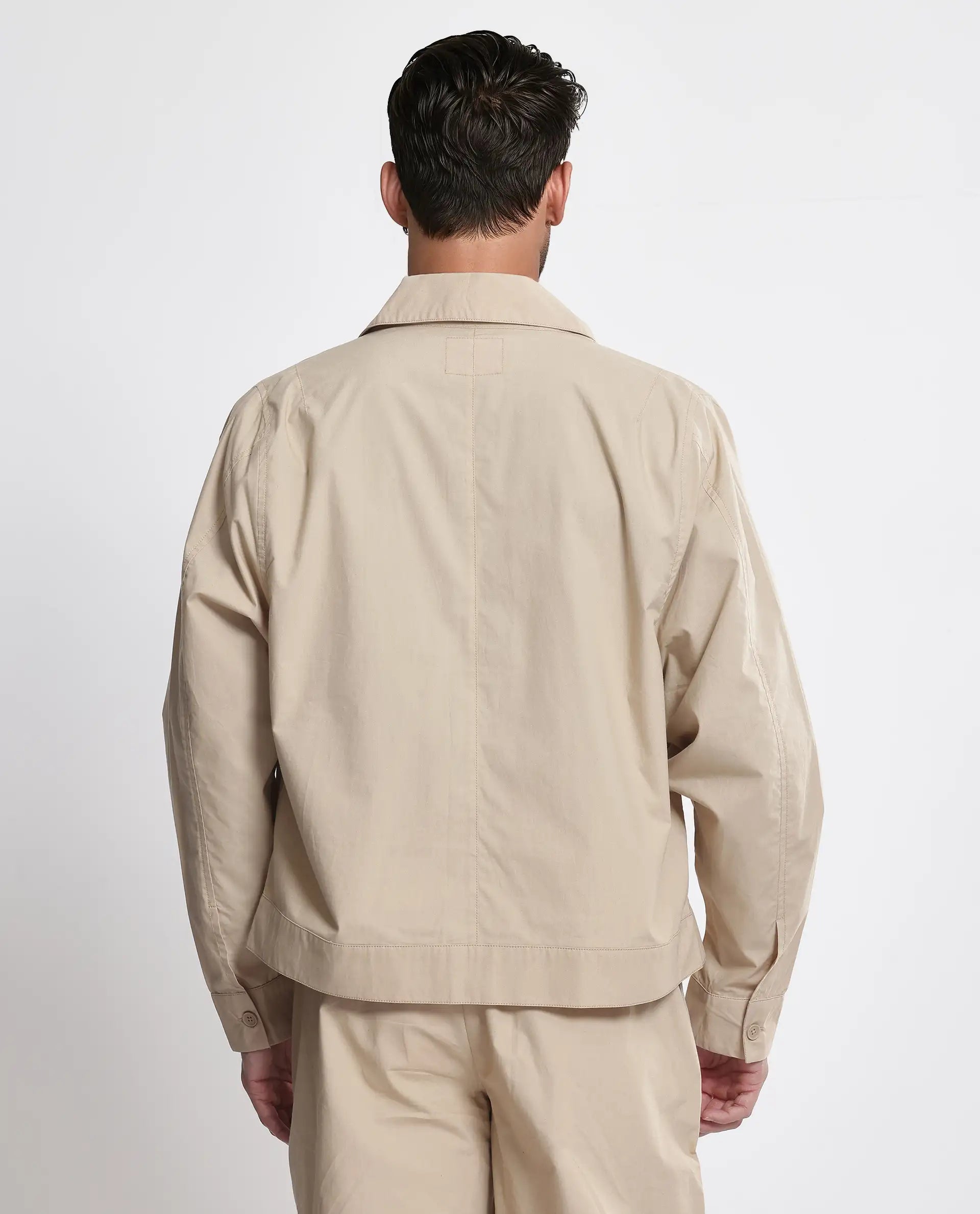 Rare Rabbit Men Macon-S Beige Cotton Fabric Full Sleeves Collared Neck Button Closure Plain Shirt