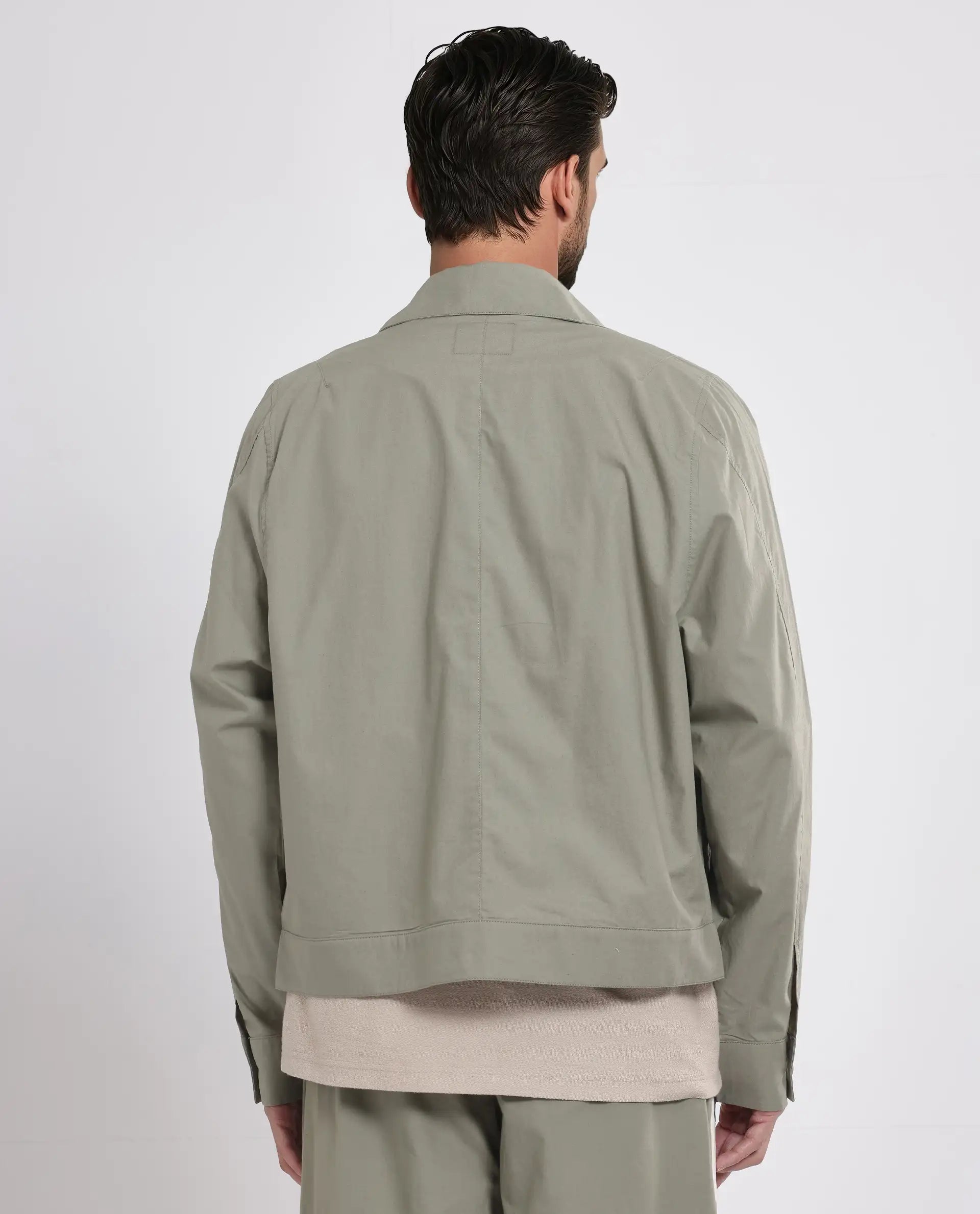 Rare Rabbit Men Macon-S Green Cotton Fabric Full Sleeves Collared Neck Button Closure Plain Shirt