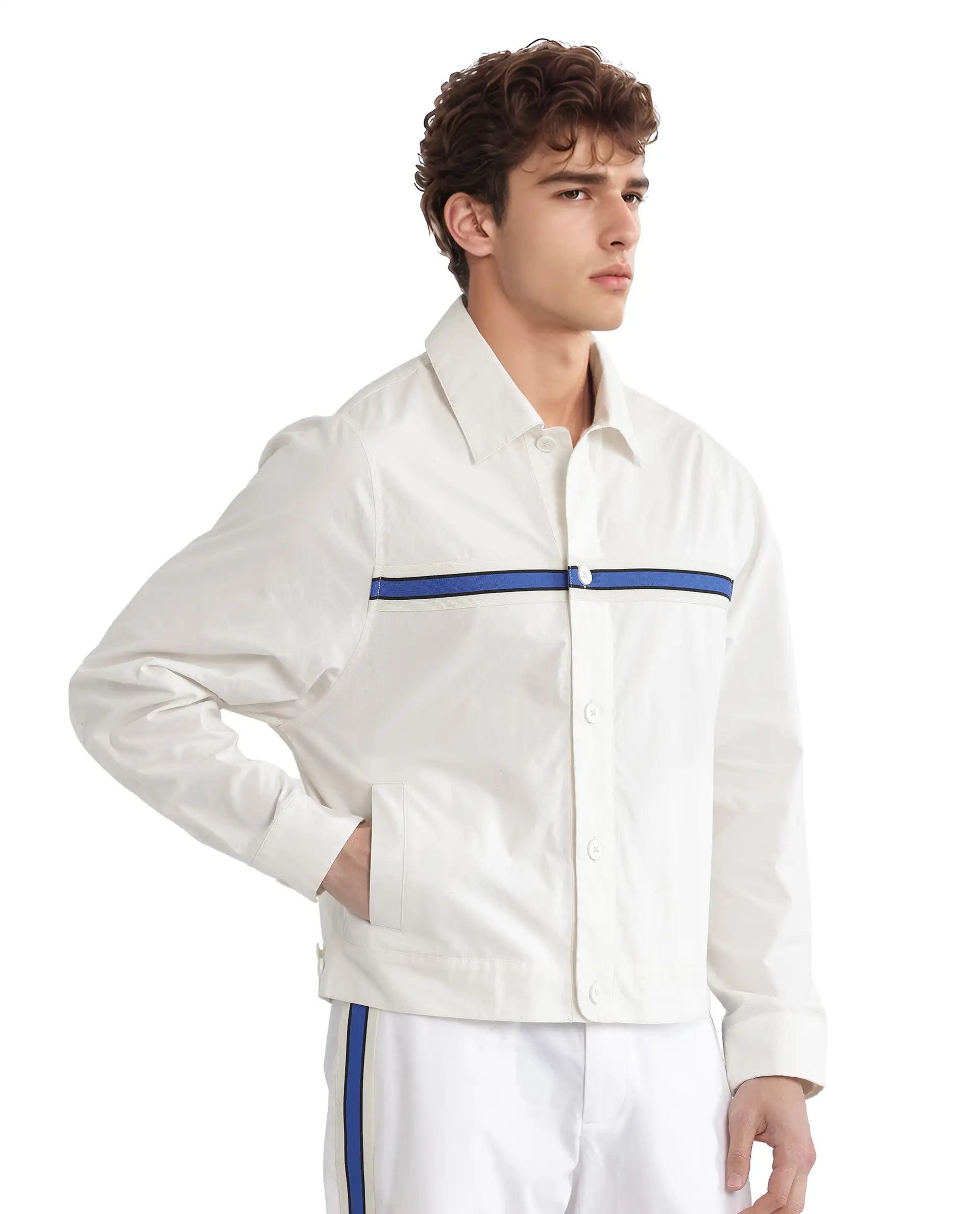 Rare Rabbit Men Macon-S White Cotton Fabric Full Sleeves Collared Neck Button Closure Plain Shirt