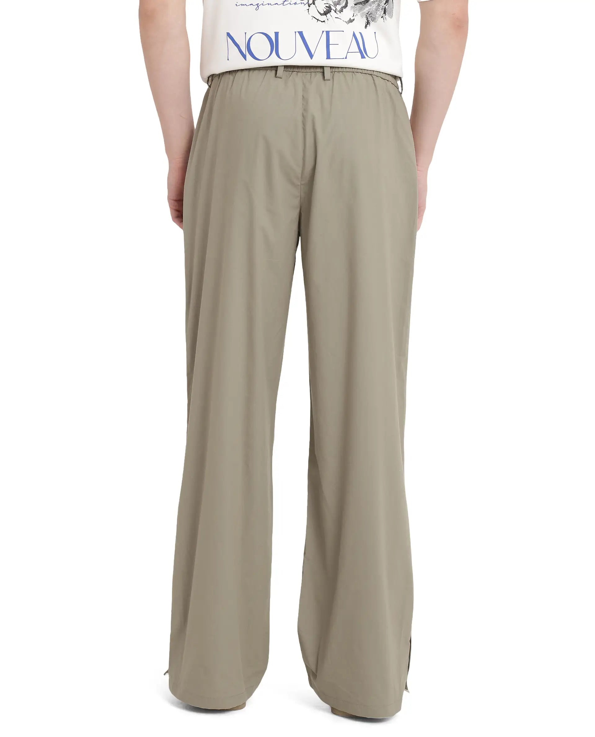 Rare Rabbit Men Macon Green Cotton Fabric Mid Rise Baggy Fit Side Slit with Snap Button Closure Tape Detailing Track Pant