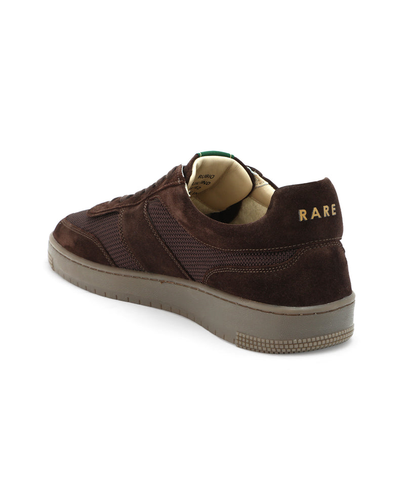 Rare Rabbit Men's Rubio Dark Brown Premium Suede, Leather and Mesh Upper Round Toe Low-Top Lace-Up SneakerShoes