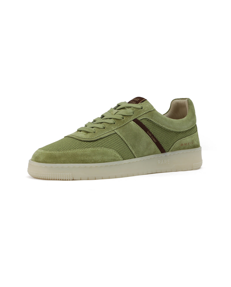 Rare Rabbit Men's Rubio Pastel Green Premium Suede, Leather and Mesh Upper Round Toe Low-Top Lace-Up Sneaker Shoes