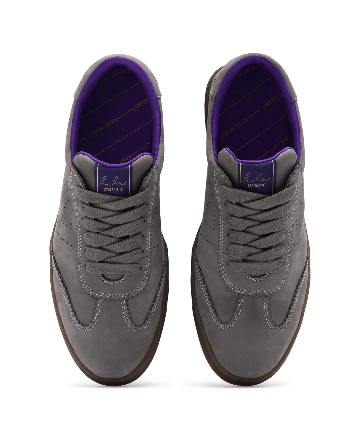 Rare Rabbit Men's Magellan Grey Premium Nubuck Lace Up Low Top Round Toe Sneaker Shoes
