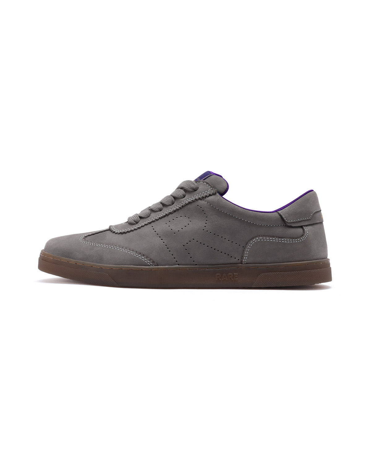 Rare Rabbit Men's Magellan Grey Premium Nubuck Lace Up Low Top Round Toe Sneaker Shoes