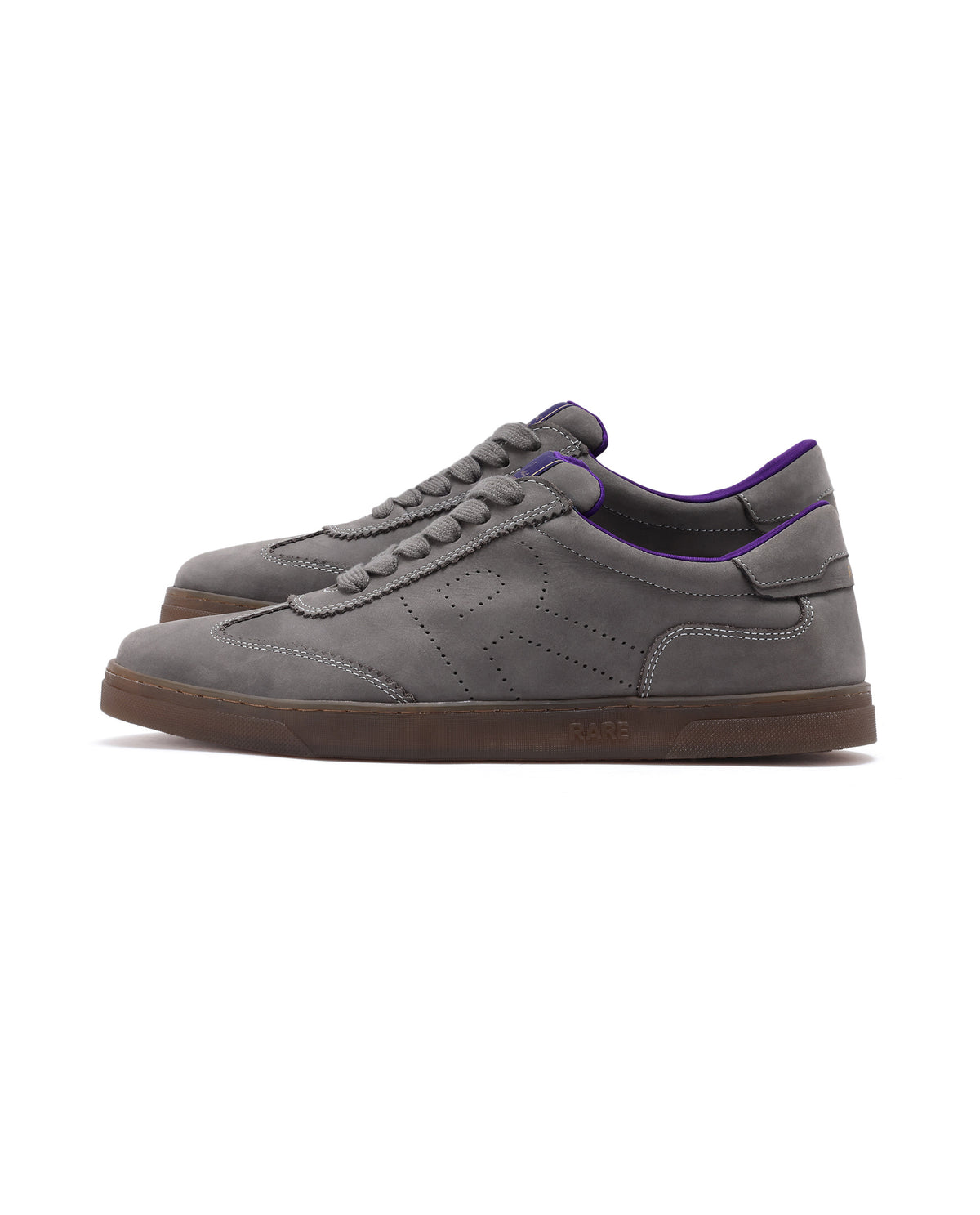 Rare Rabbit Men's Magellan Grey Premium Nubuck Lace Up Low Top Round Toe Sneaker Shoes