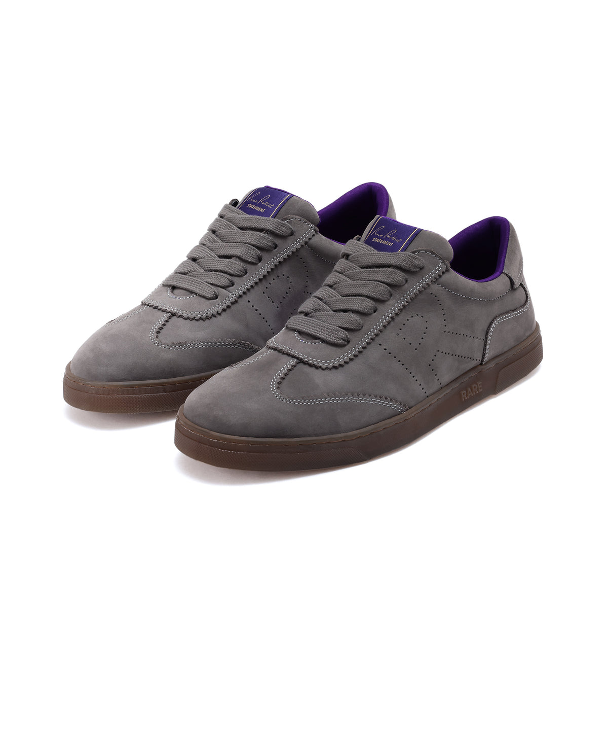 Rare Rabbit Men's Magellan Grey Premium Nubuck Lace Up Low Top Round Toe Sneaker Shoes