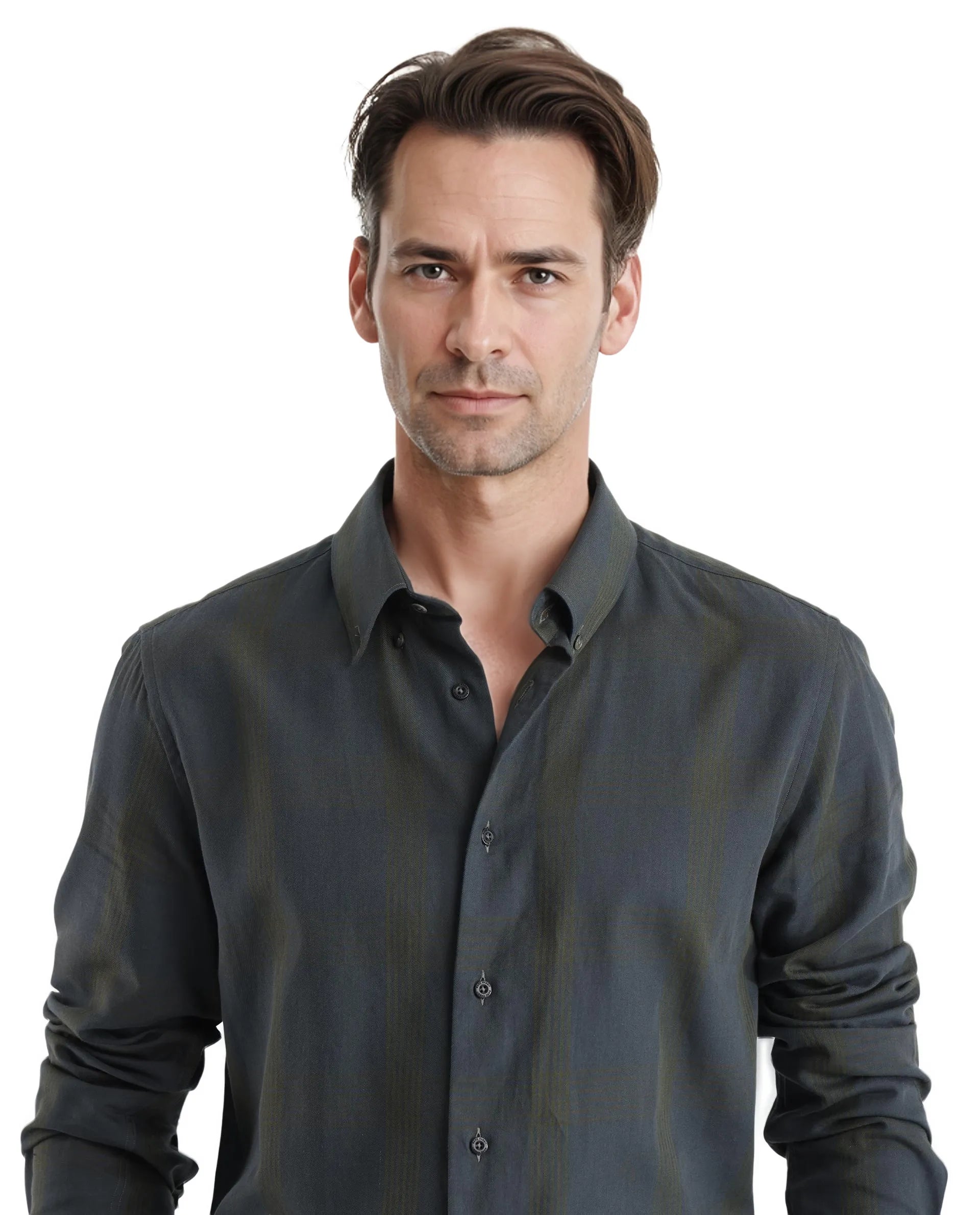 Rare Rabbit Men's Magone Dark Green Cotton Fabric Full Sleeve Collared Neck Checks Shirt