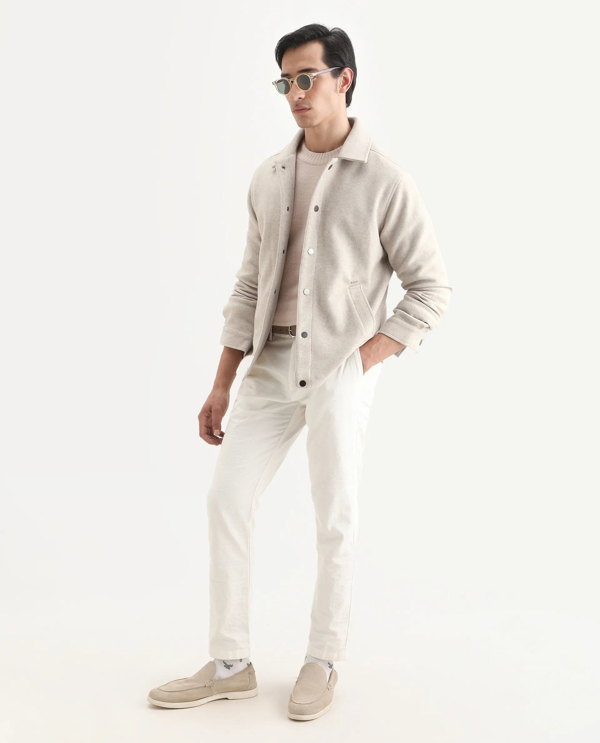 Rare Rabbit Men's Mahu Brown Polyester Fabric Spread Collar Regular Fit Plain Jacket