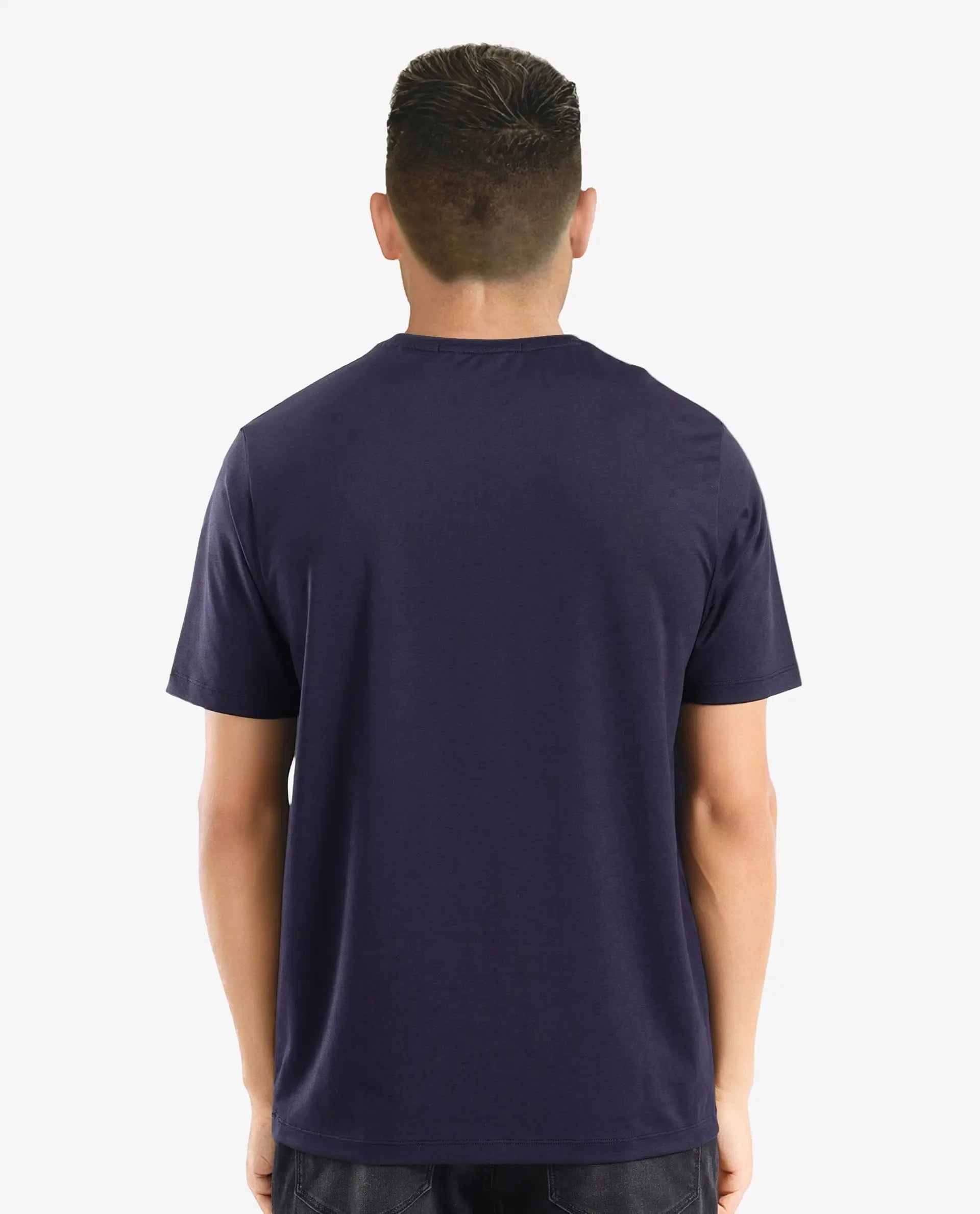 Rare Rabbit Men Make Navy Short Sleeve Crew Neck Regular Fit Graphic Print T-Shirt